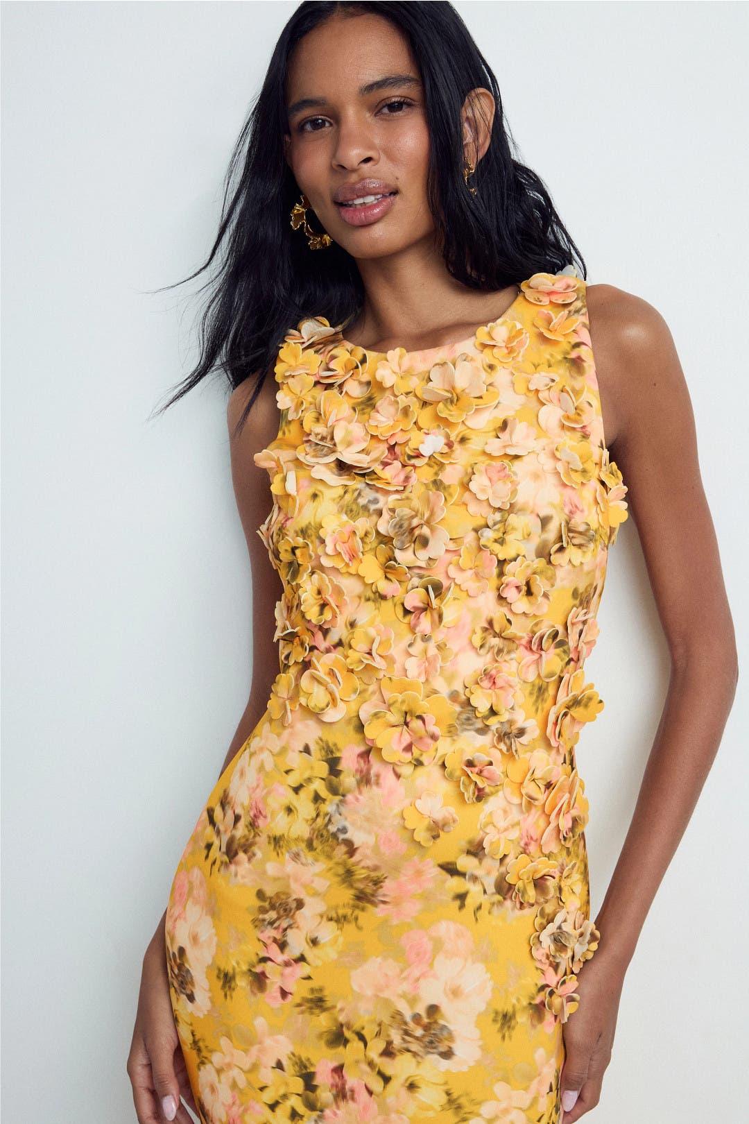 Floral Print Scuba Trumpet Gown