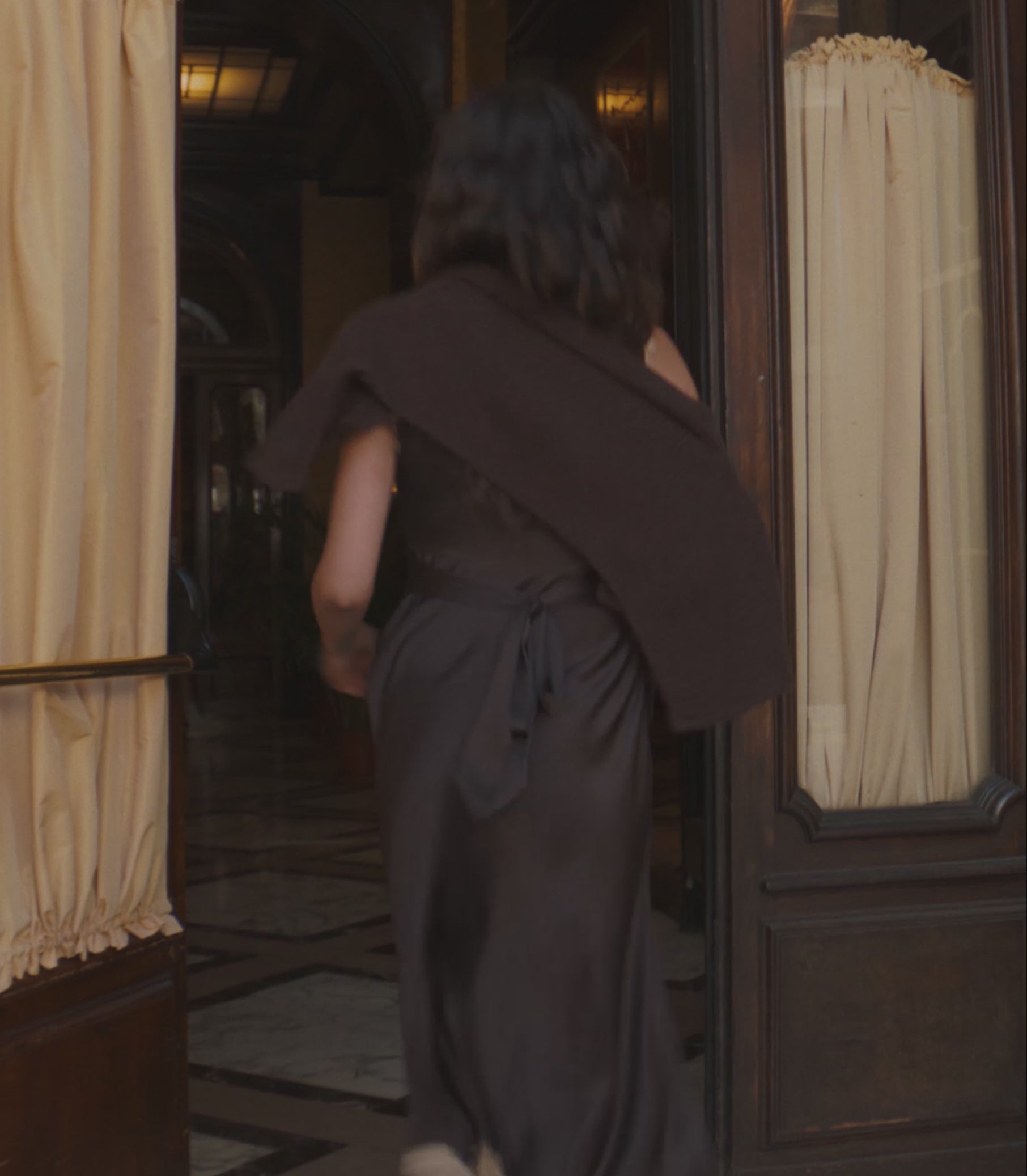 JULITTA DRESS -- EQUESTRIAN BROWN WITH CREAM LACE