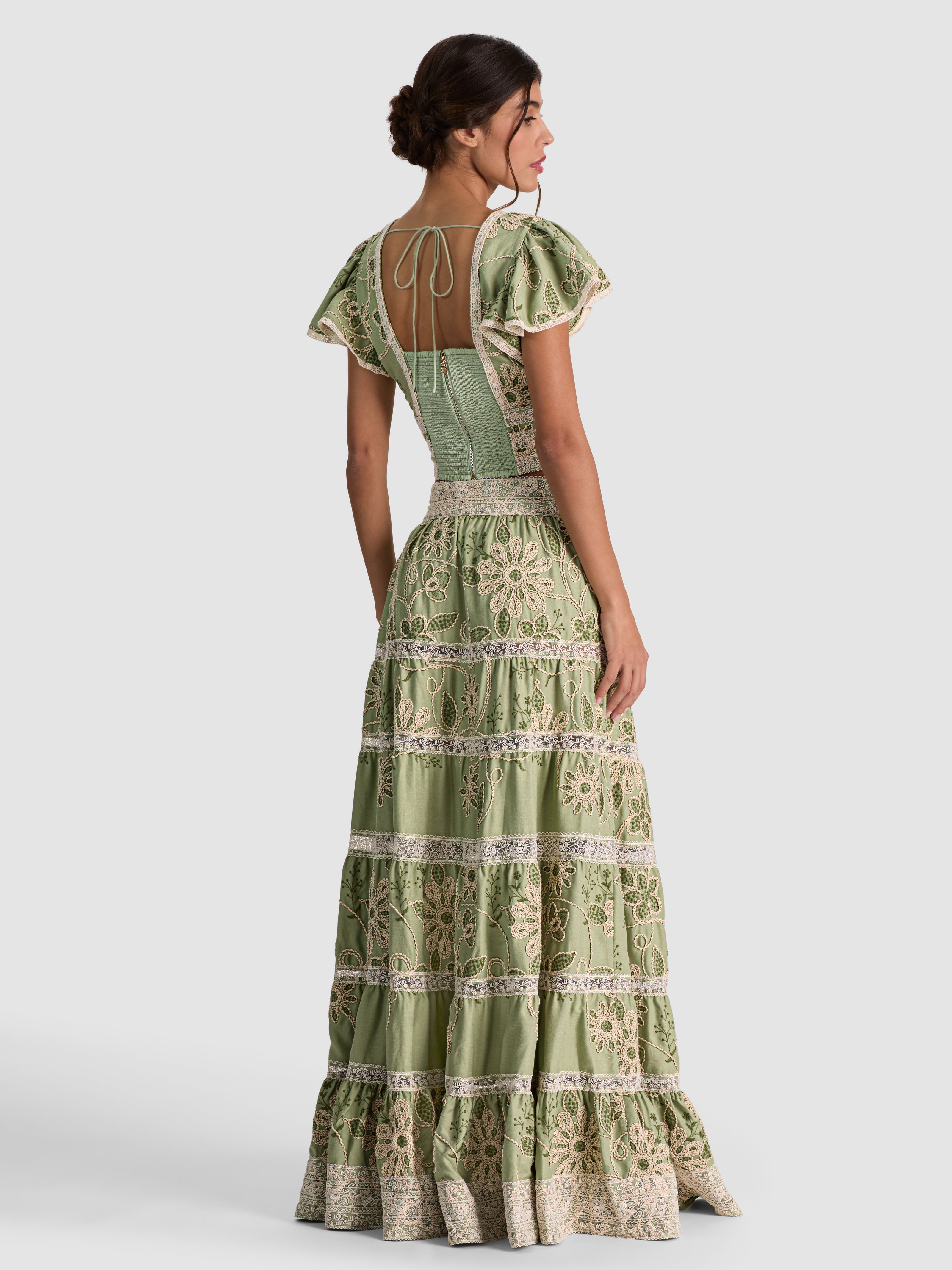 KEELEY EMBROIDERED FLUTTER TWO-PIECE SET