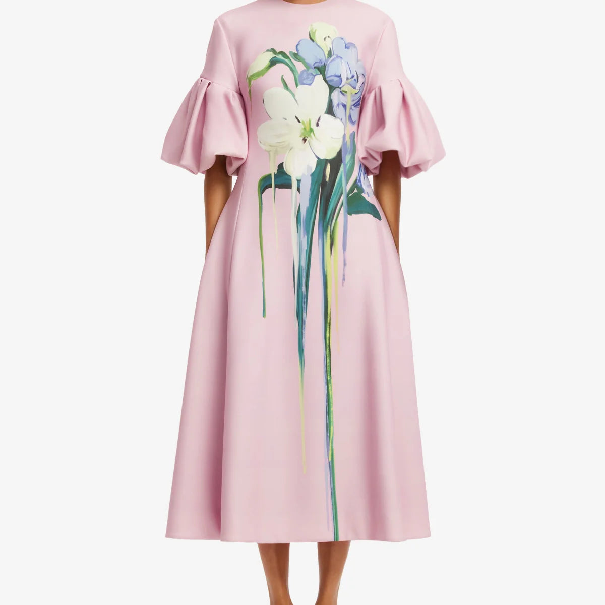 Everly Midi Dress - Bouquet Print in Pastel Pink