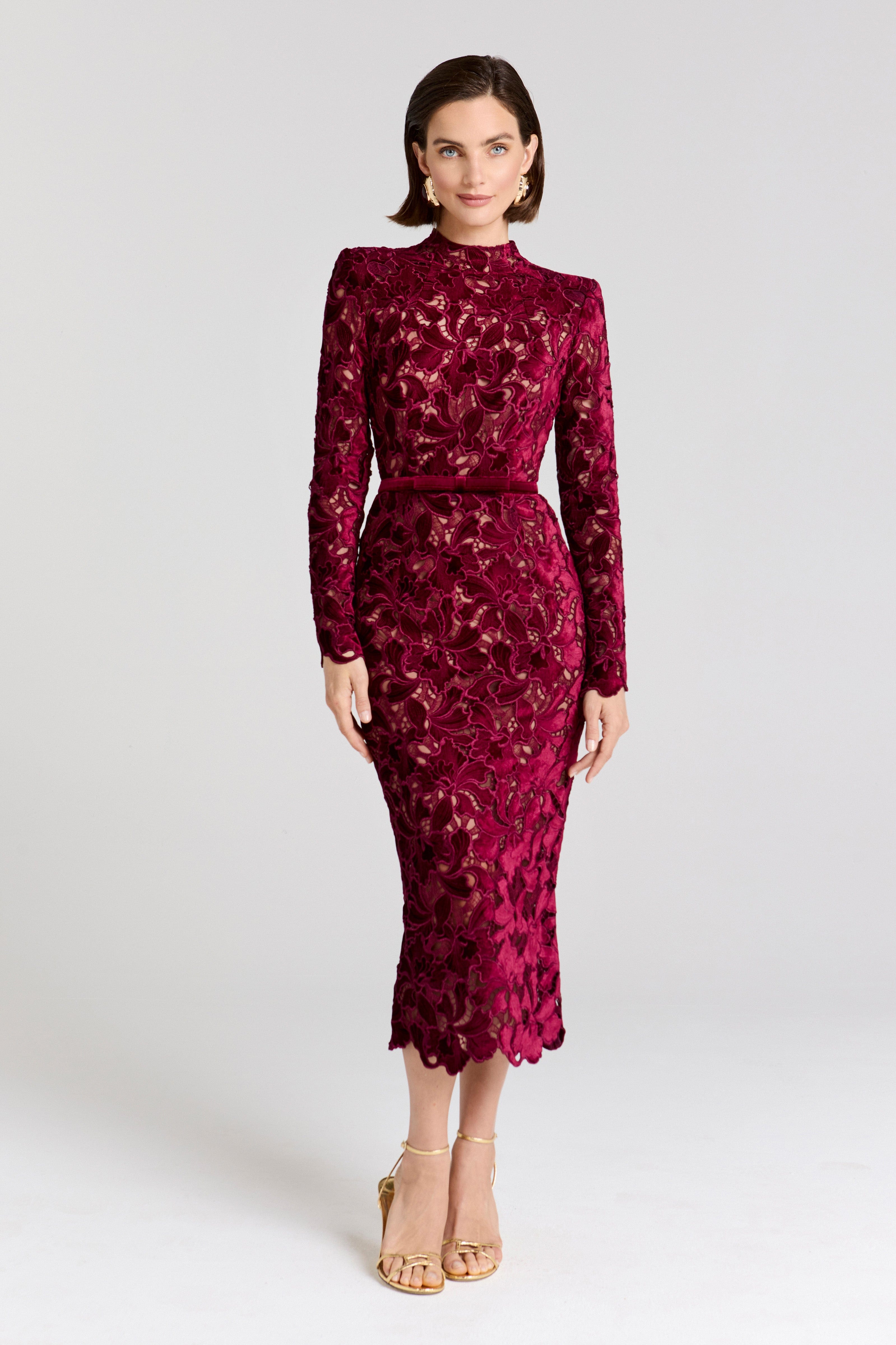 Diane Burgundy Lace Dress