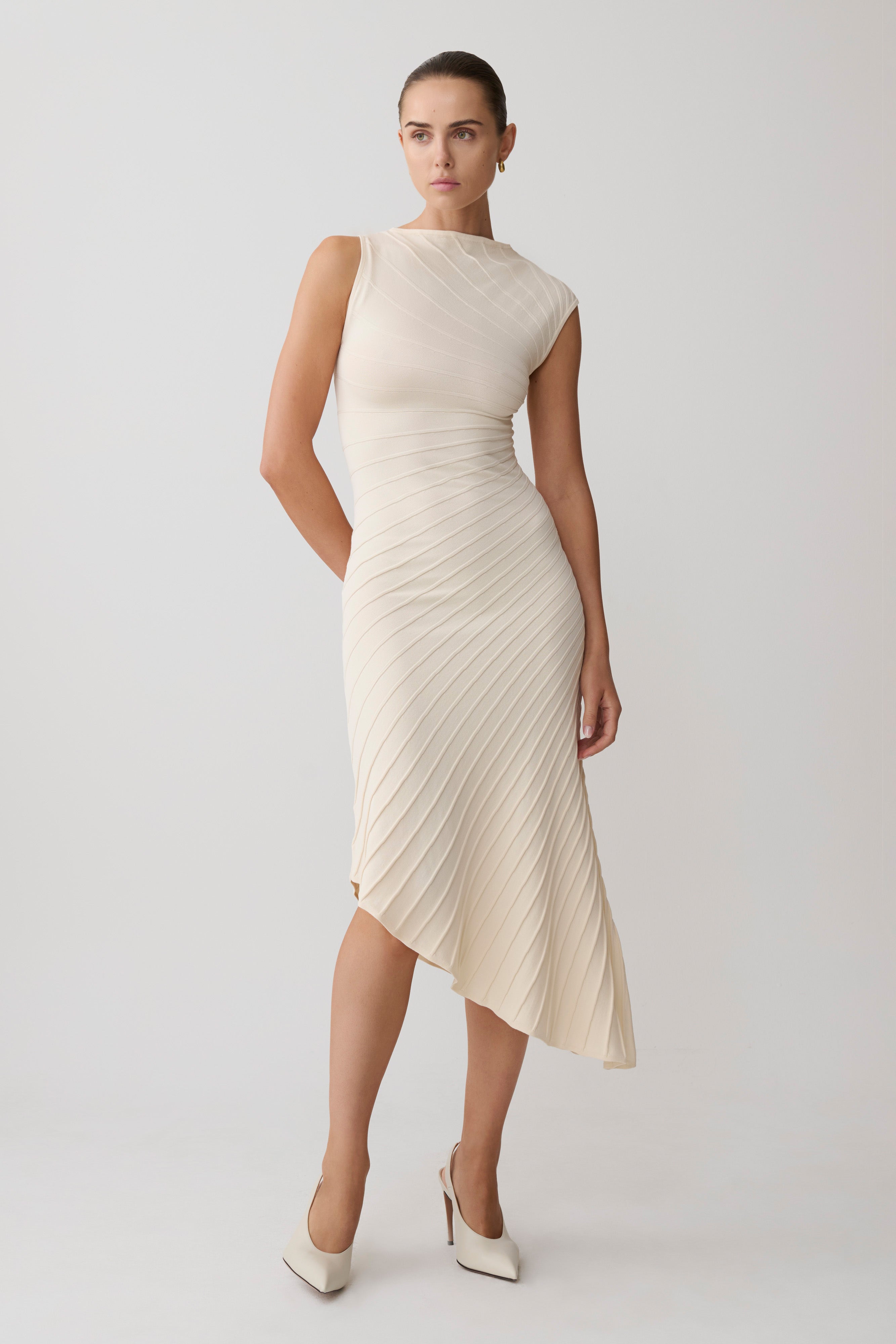 Milasandra Pleated Knit Dress