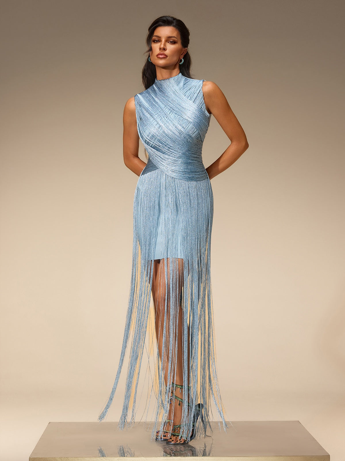 S Zavelyn Sleeveless Fringe Bandage Dress