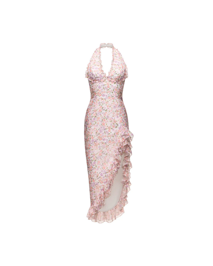 Quora midi, midi dress in milky chiffon with a floral print