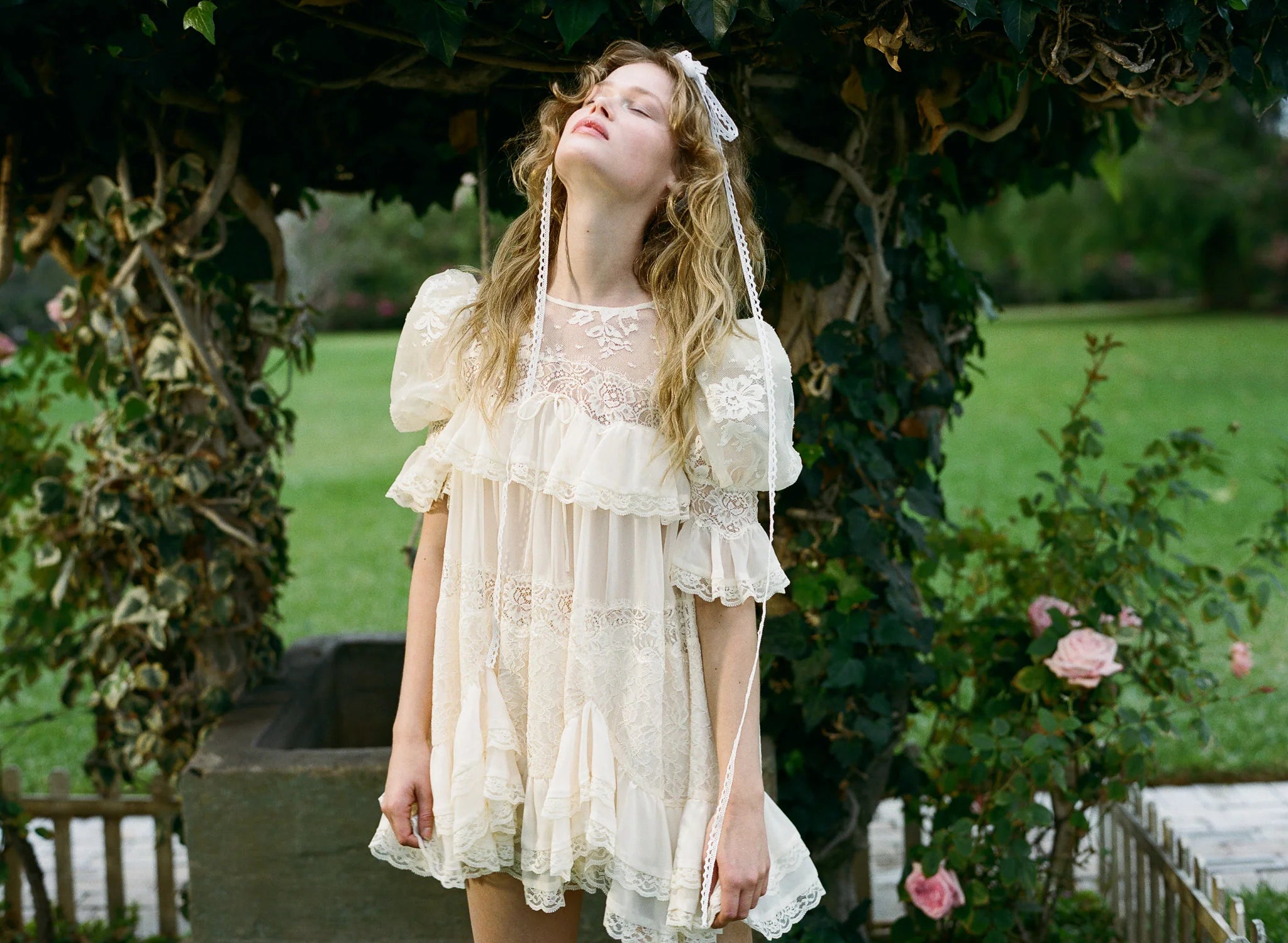 Elara Ruffle Mini Dress — Vintage Cream