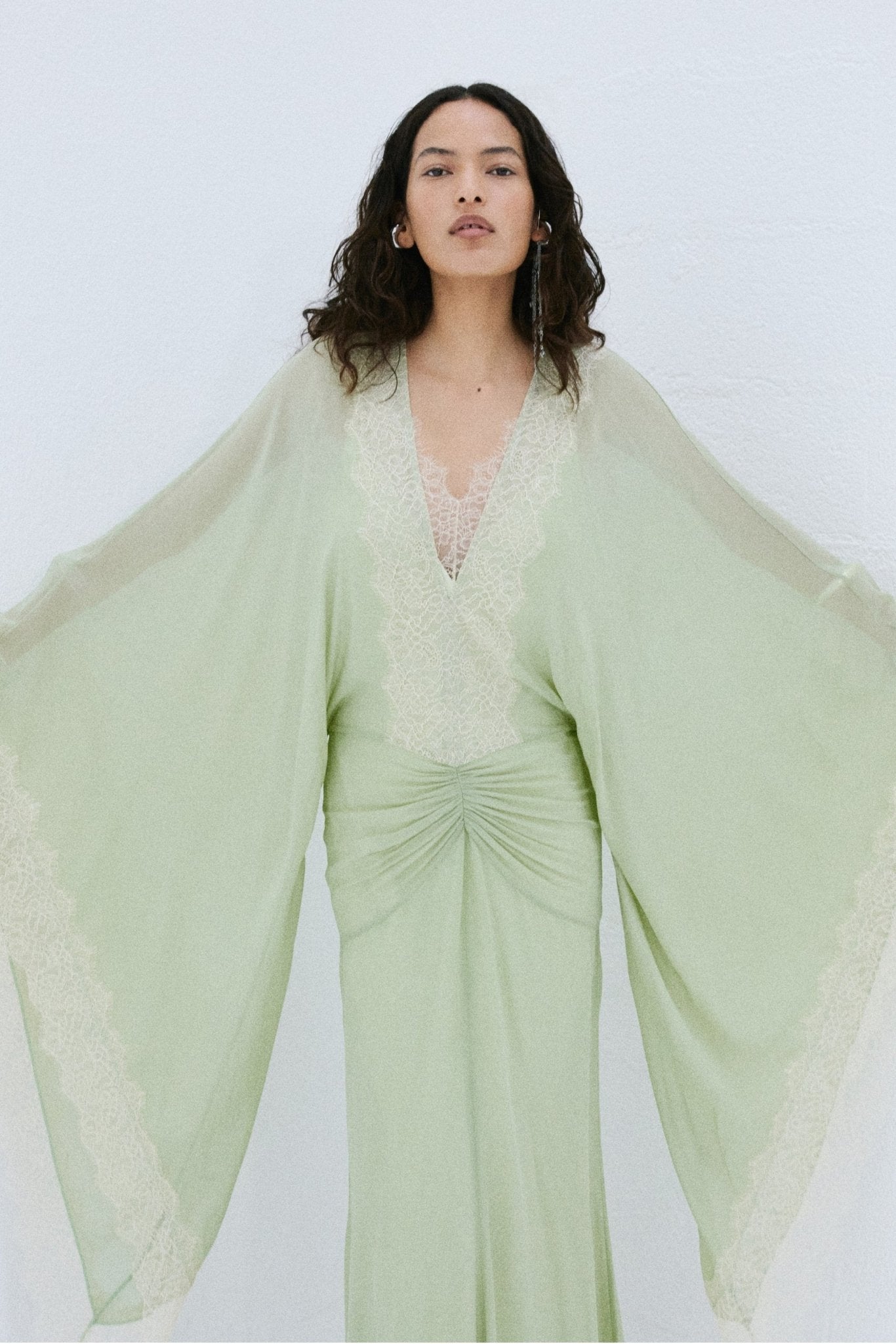 EVITA MAXI DRESS IN MINT GREEN VISCOSE GEORGETTE
