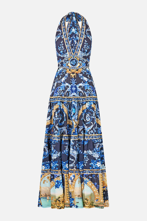 HALTER JERSEY DRESS WITH TIERED SKIRT SWEET SACRÉ BLEU
