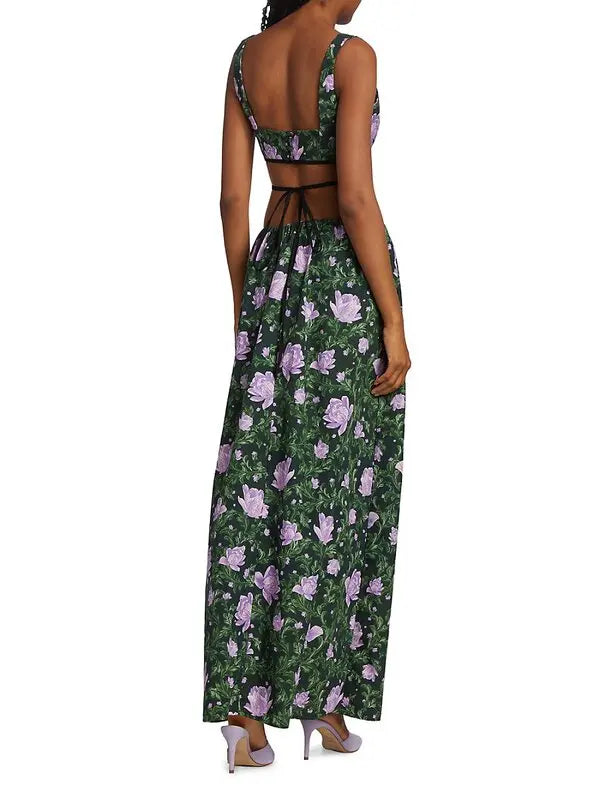 Peonia Cut-out Strappy Maxi Dress - Green