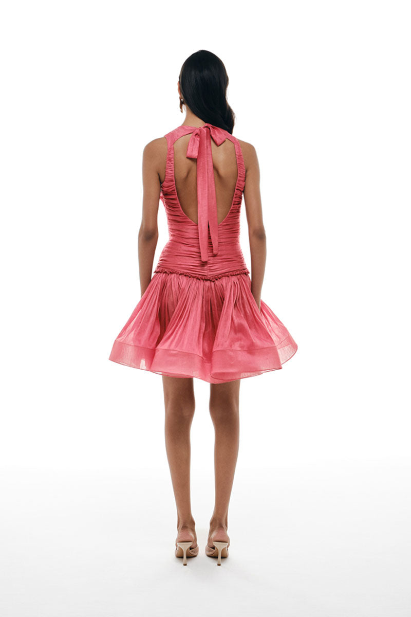 ROSALIE DRAPED MINI DRESS IN RED