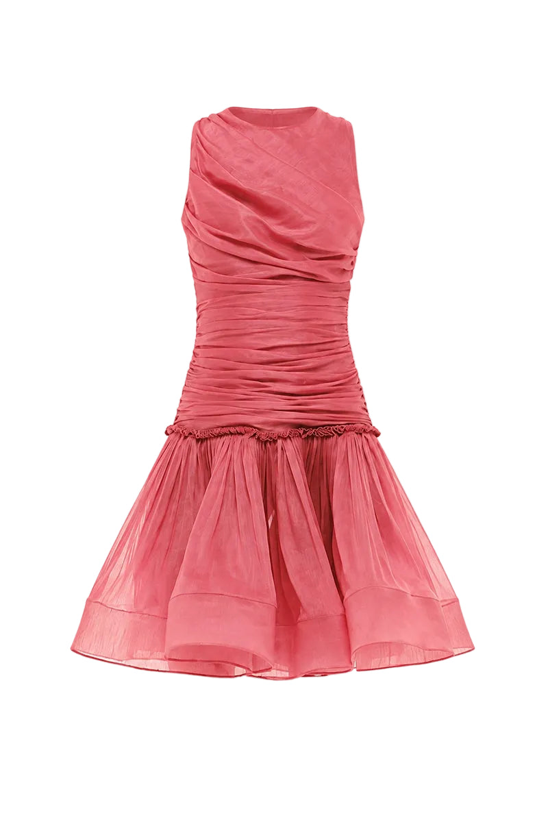 ROSALIE DRAPED MINI DRESS IN RED
