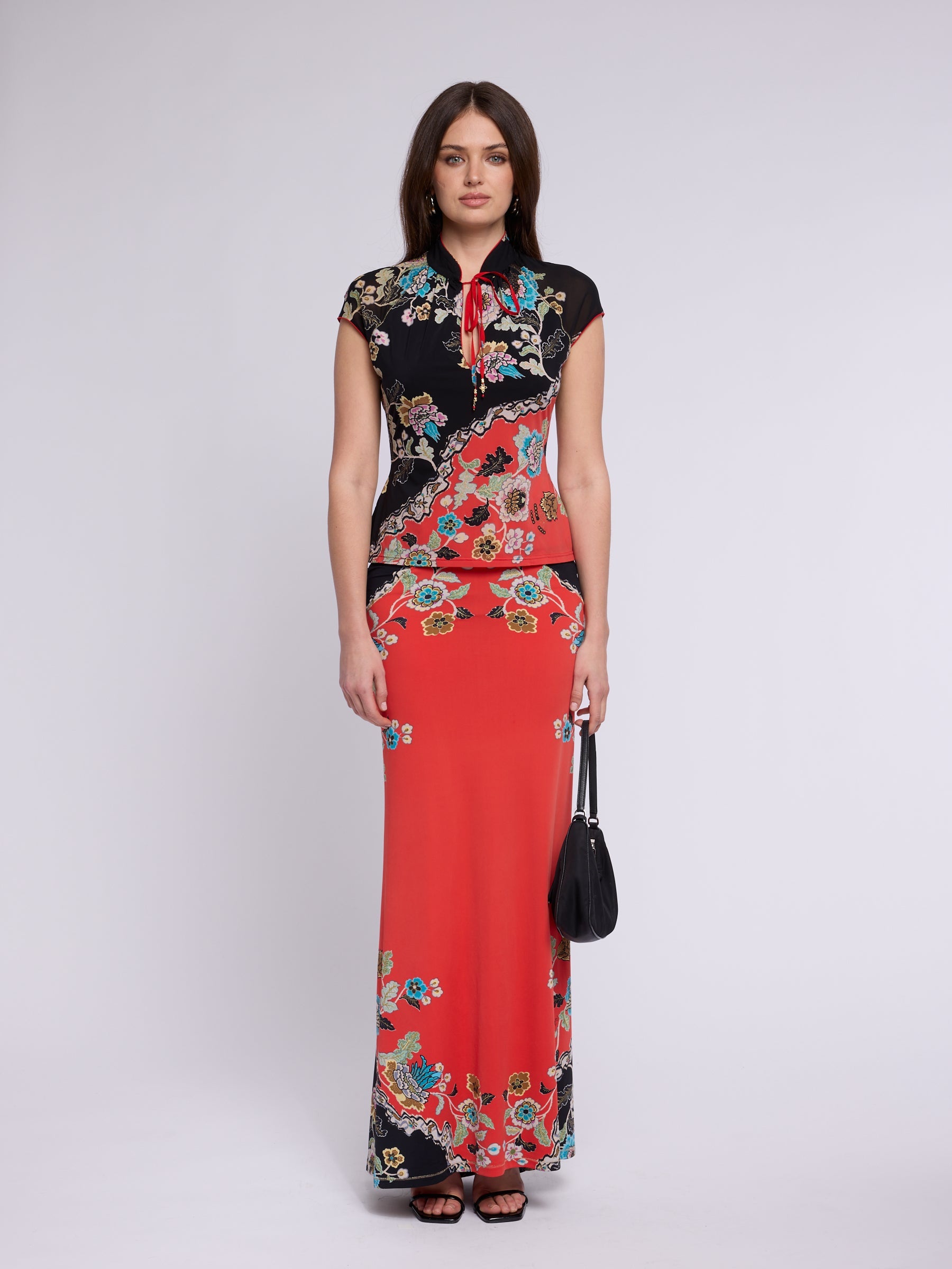 Roberto Cavalli SS 2003 Chinoiserie Cheongsam Set - Red / 4