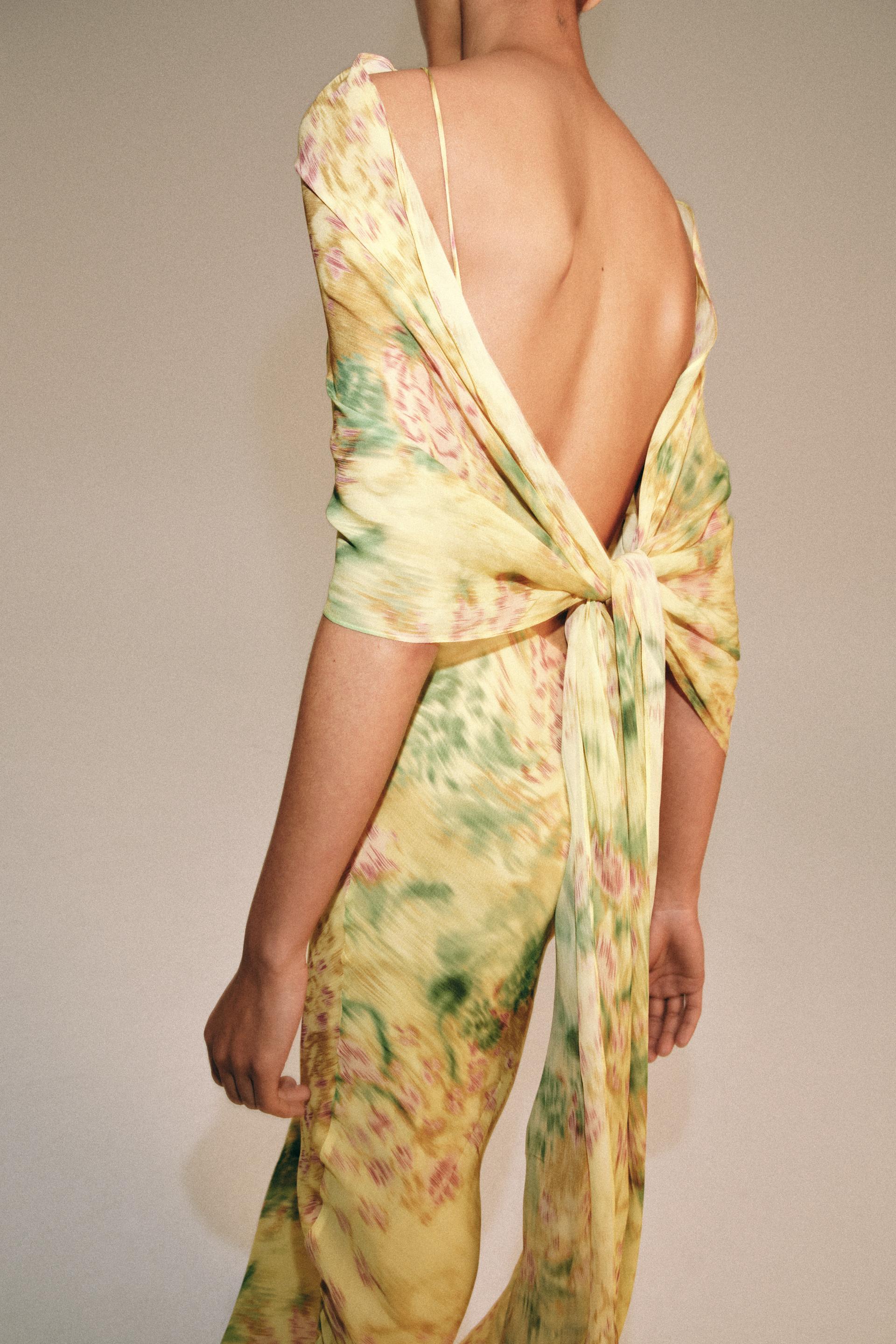 PRINTED BOW DRESS - Multicolored