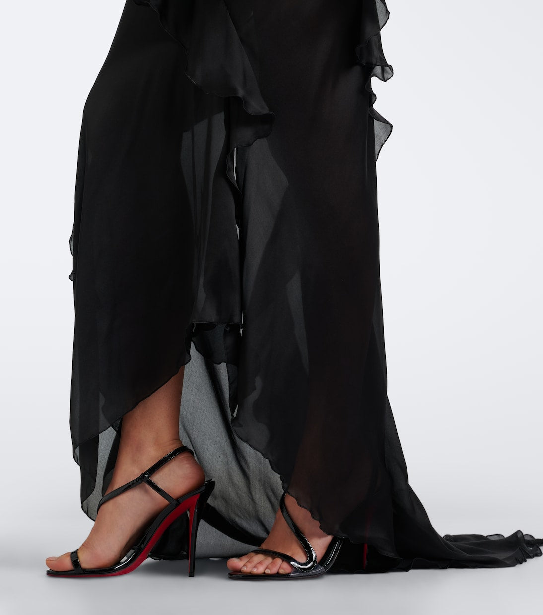 Ruffled silk gown