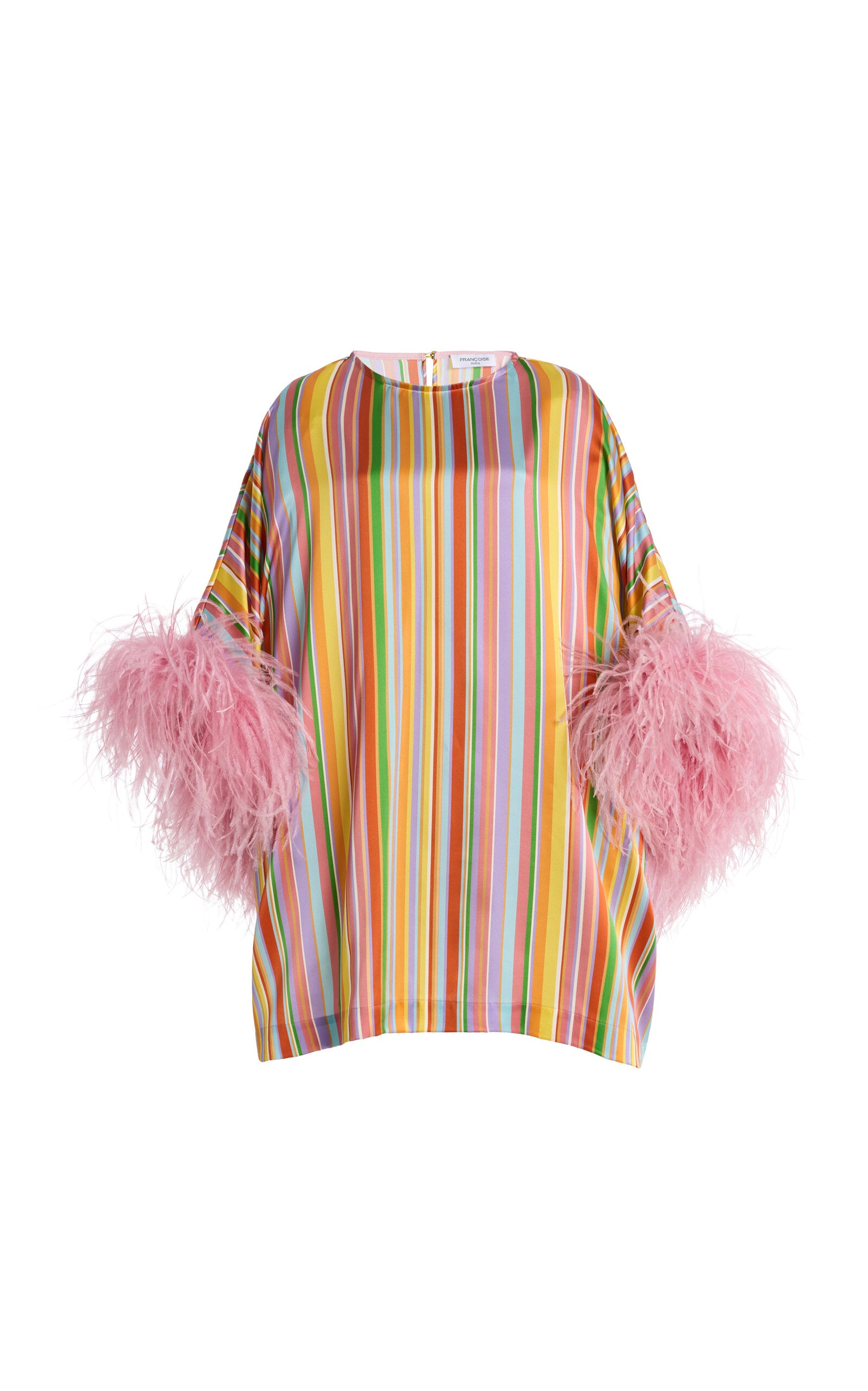 Exclusive La Isla Daisy Feather-Trimmed Silk Caftan