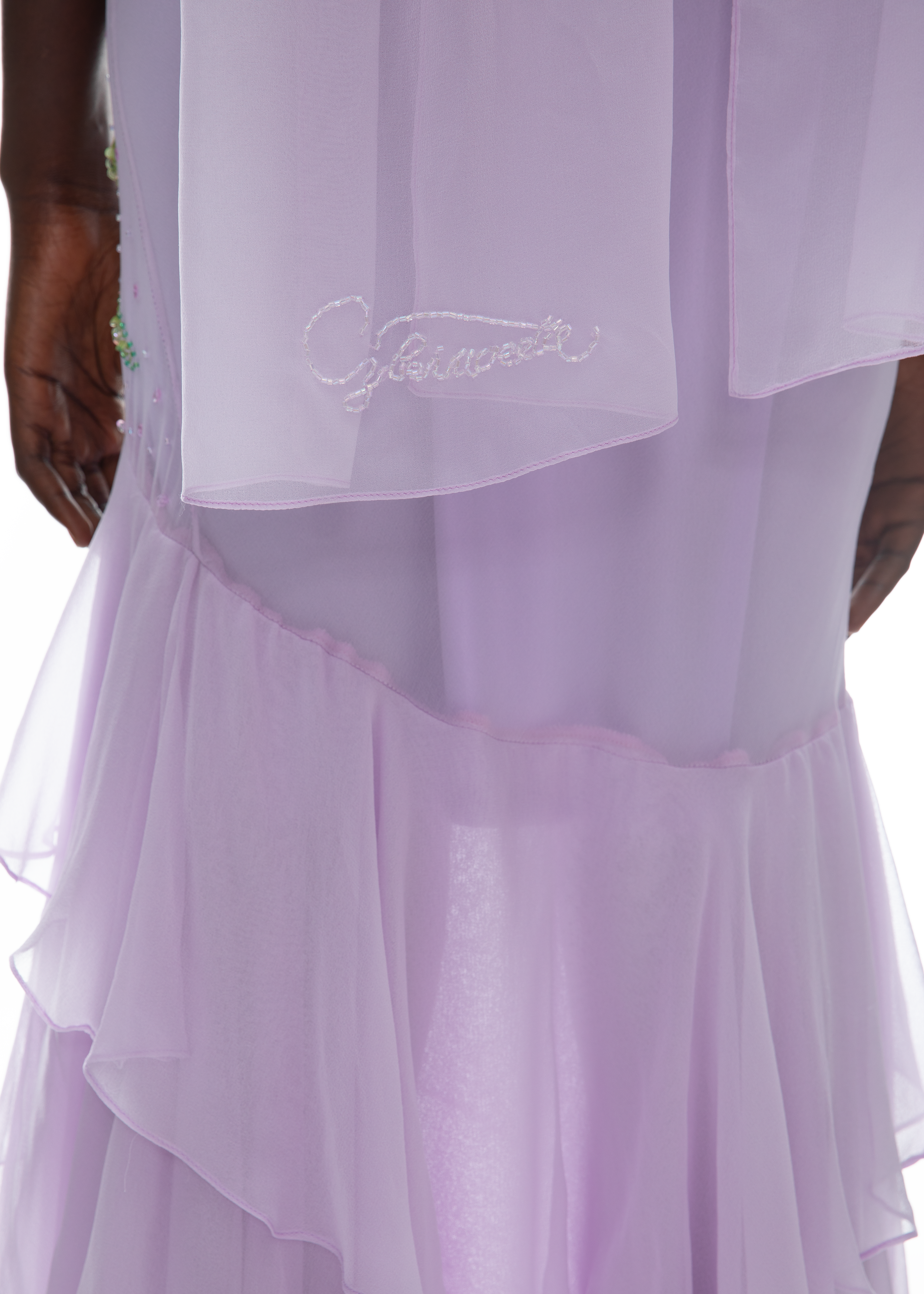 The Enchanted Moonelle Gown | Lavender Silk Hand-Beaded Evening Dress