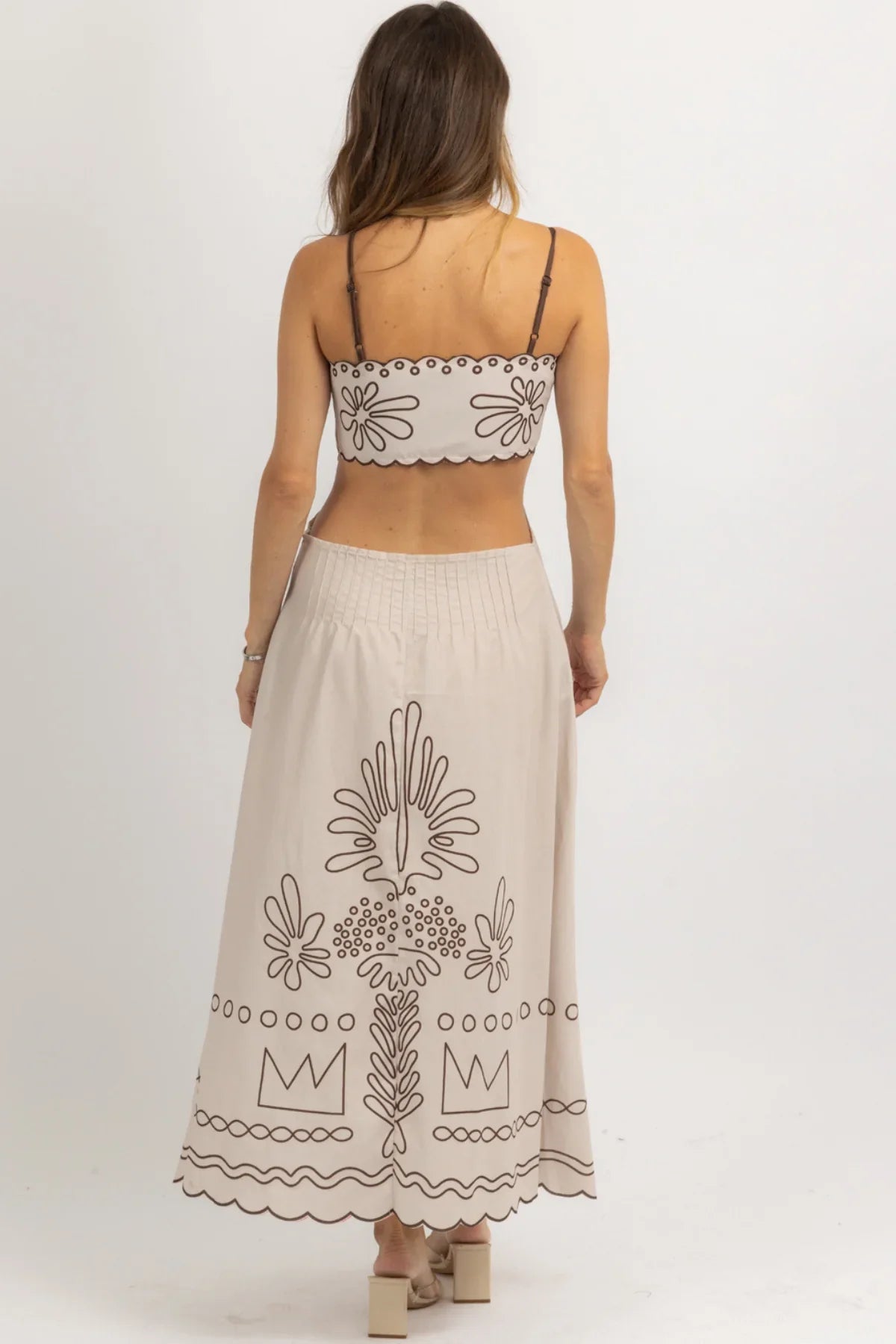 Maya Floral Embroidered Cutout Midi Dress