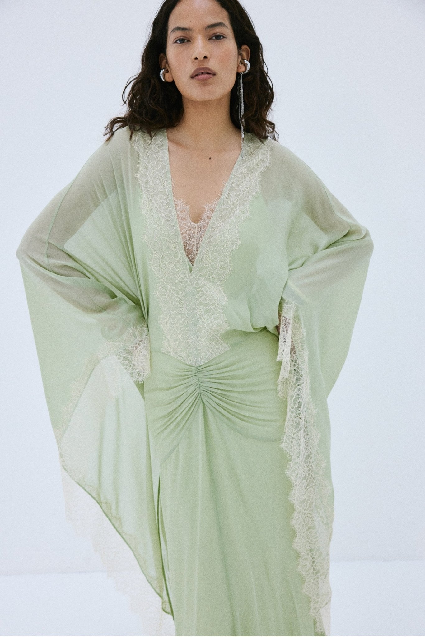 EVITA MAXI DRESS IN MINT GREEN VISCOSE GEORGETTE