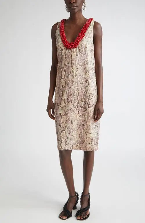 Debis Snakeskin Print Sequin Dress