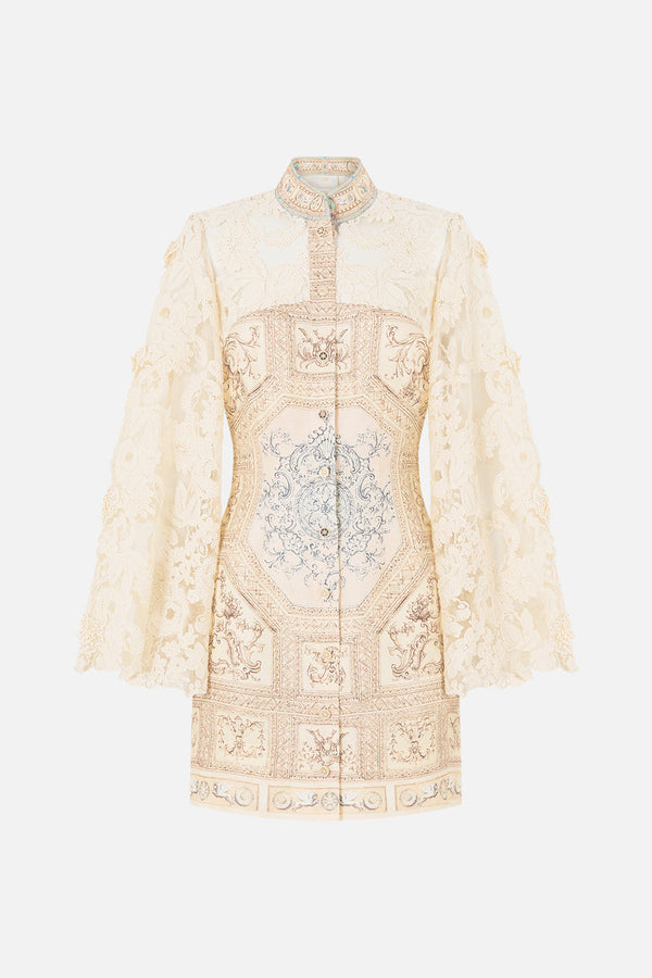 LACE SLEEVE MINI SHIFT DRESS A BELOVED BOUDOIR