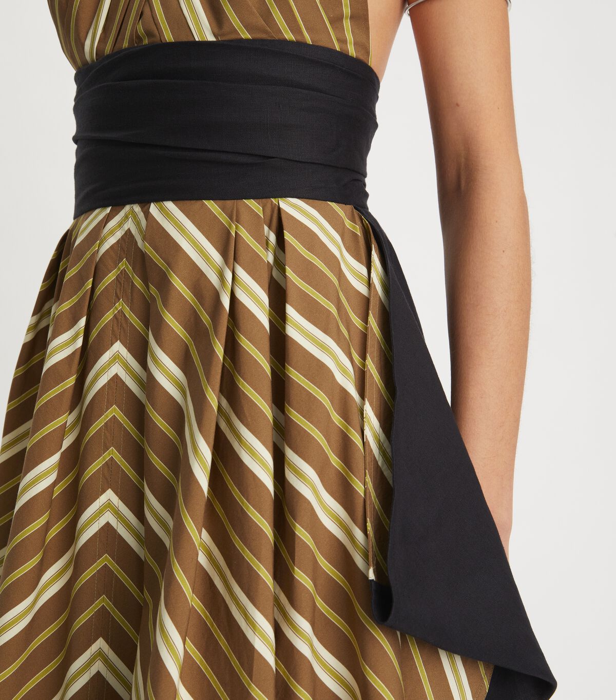Coffee Stripe Poplin Dress