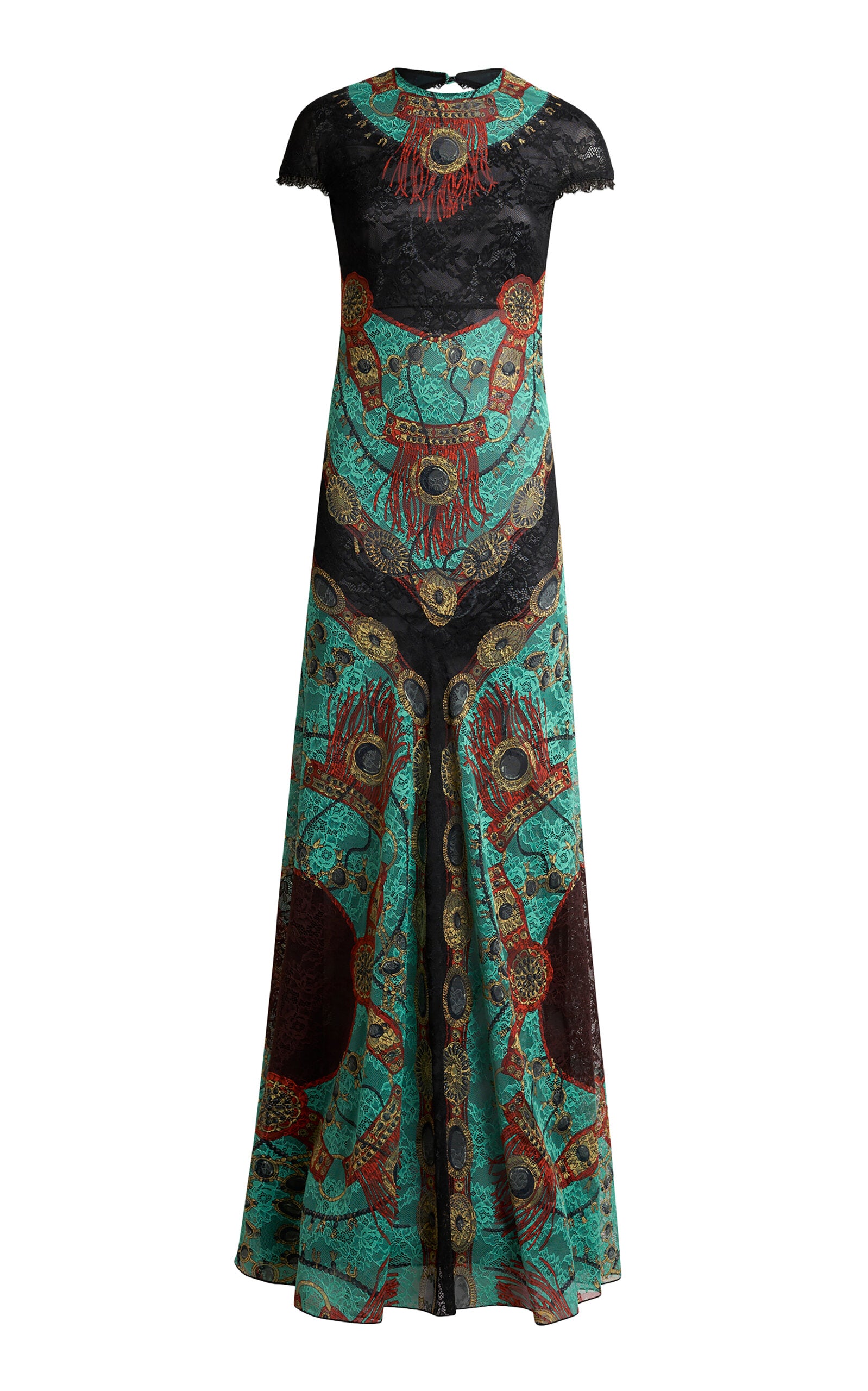 Patterned Crepe de Chine Maxi Dress