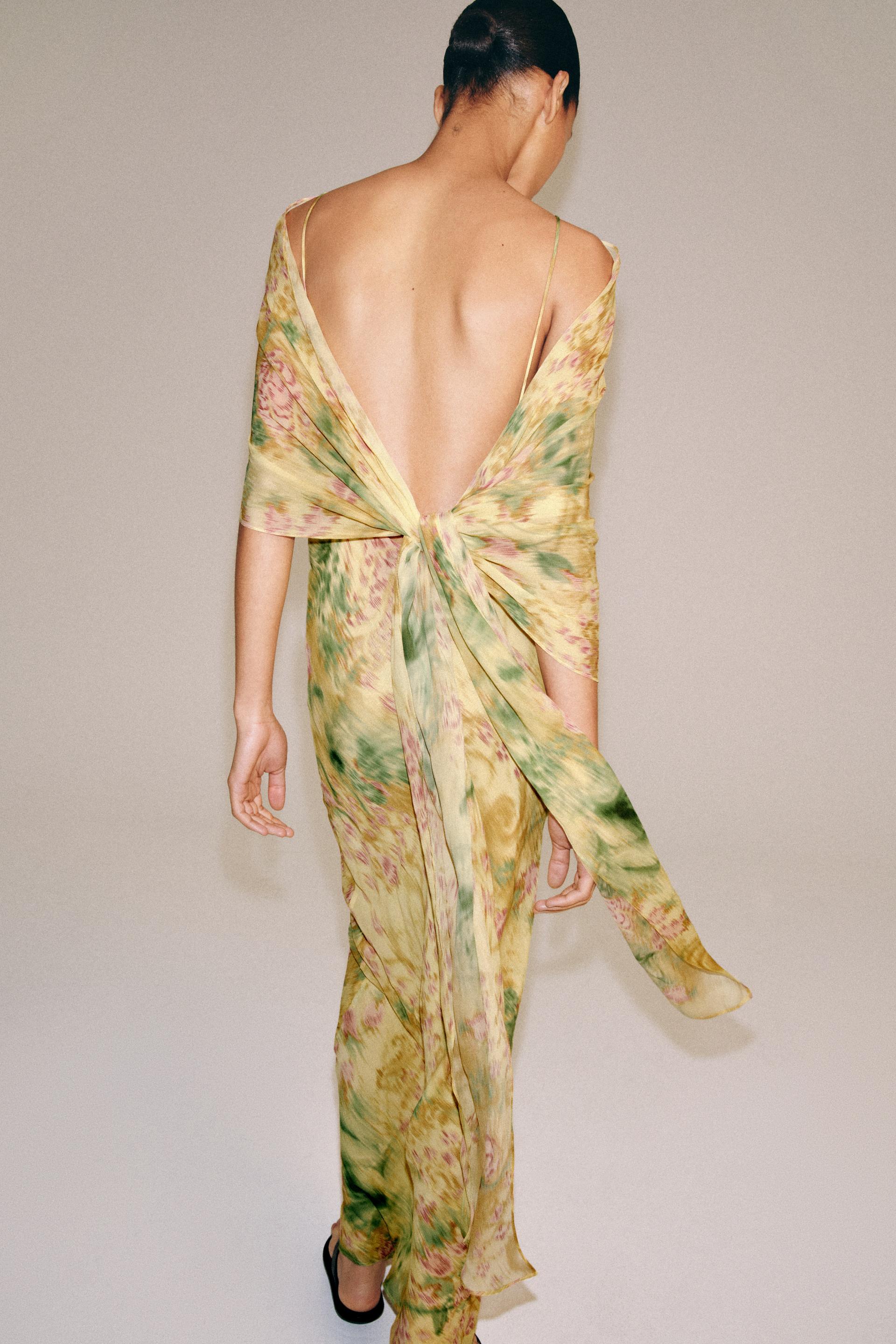 PRINTED BOW DRESS - Multicolored