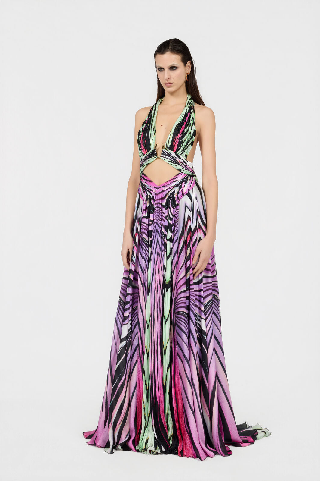 Maxikleid aus Seide mit Ray of Paradise-Print