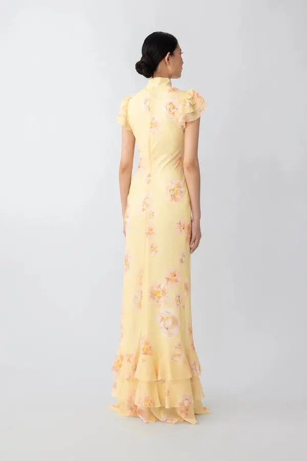 Gemma Floral Chiffon Maxi Dress - Yellow Multi