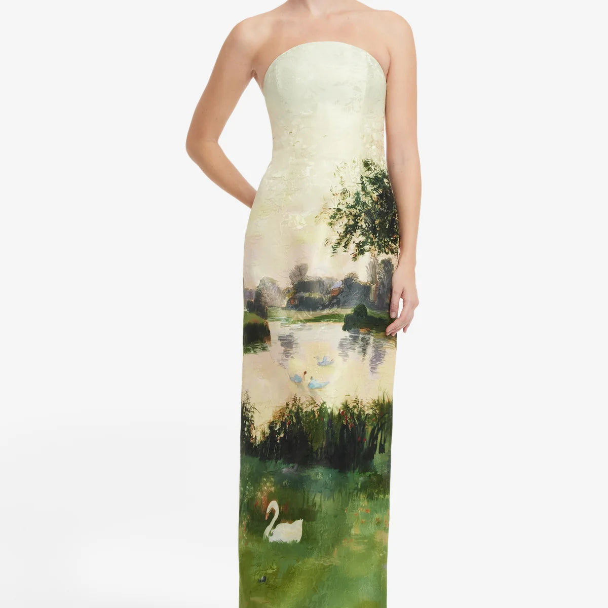 Ava Jacquard Bustier Maxi Dress - Serene Print