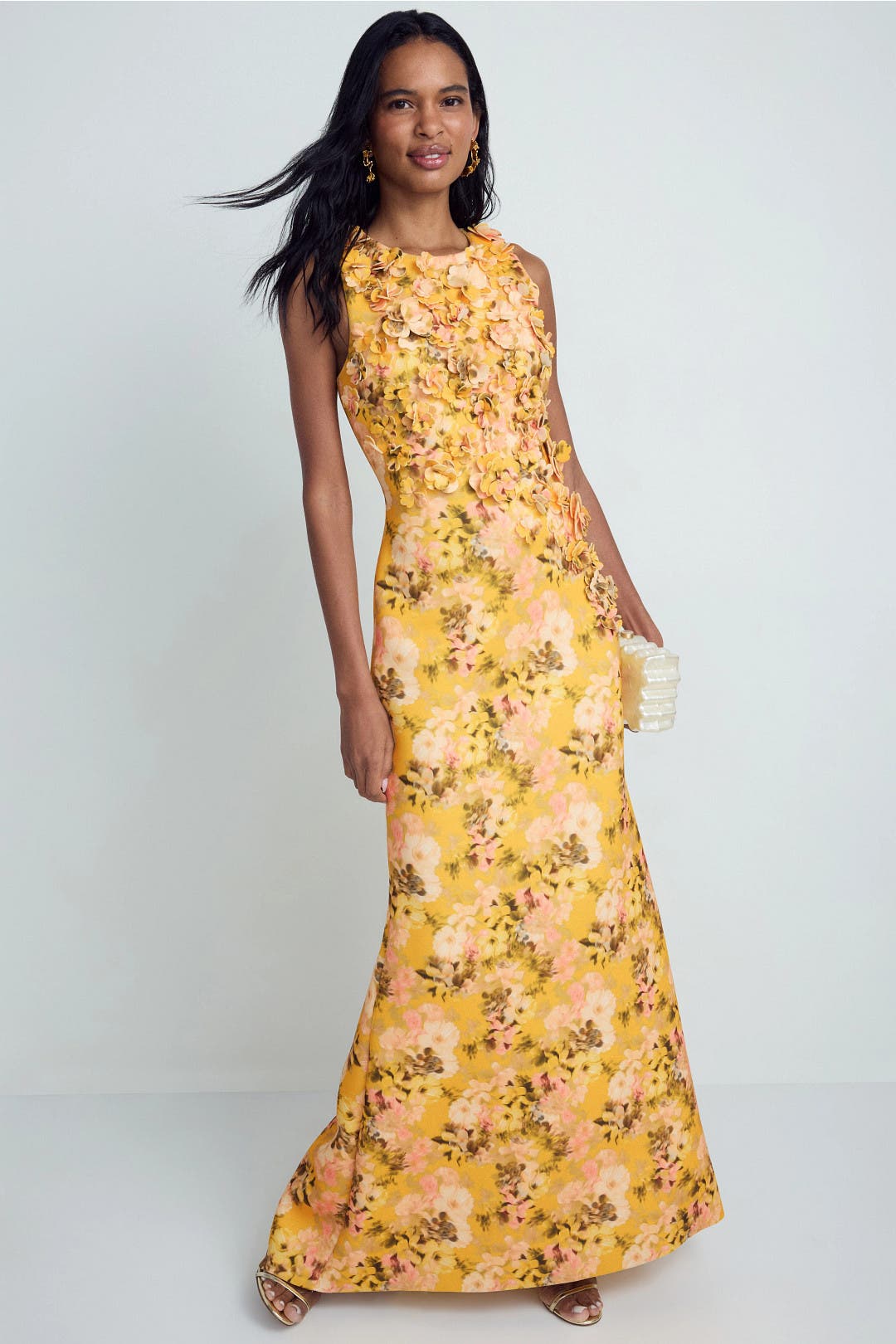 Floral Print Scuba Trumpet Gown