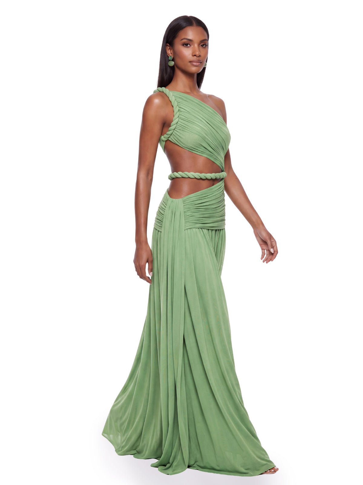 S Givora One Shoulder Cutout Maxi Dress In Mint