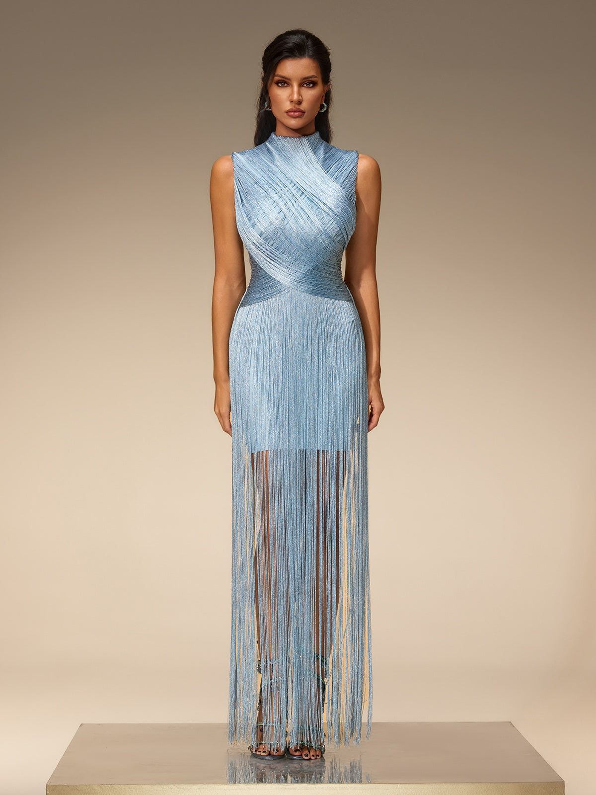 S Zavelyn Sleeveless Fringe Bandage Dress