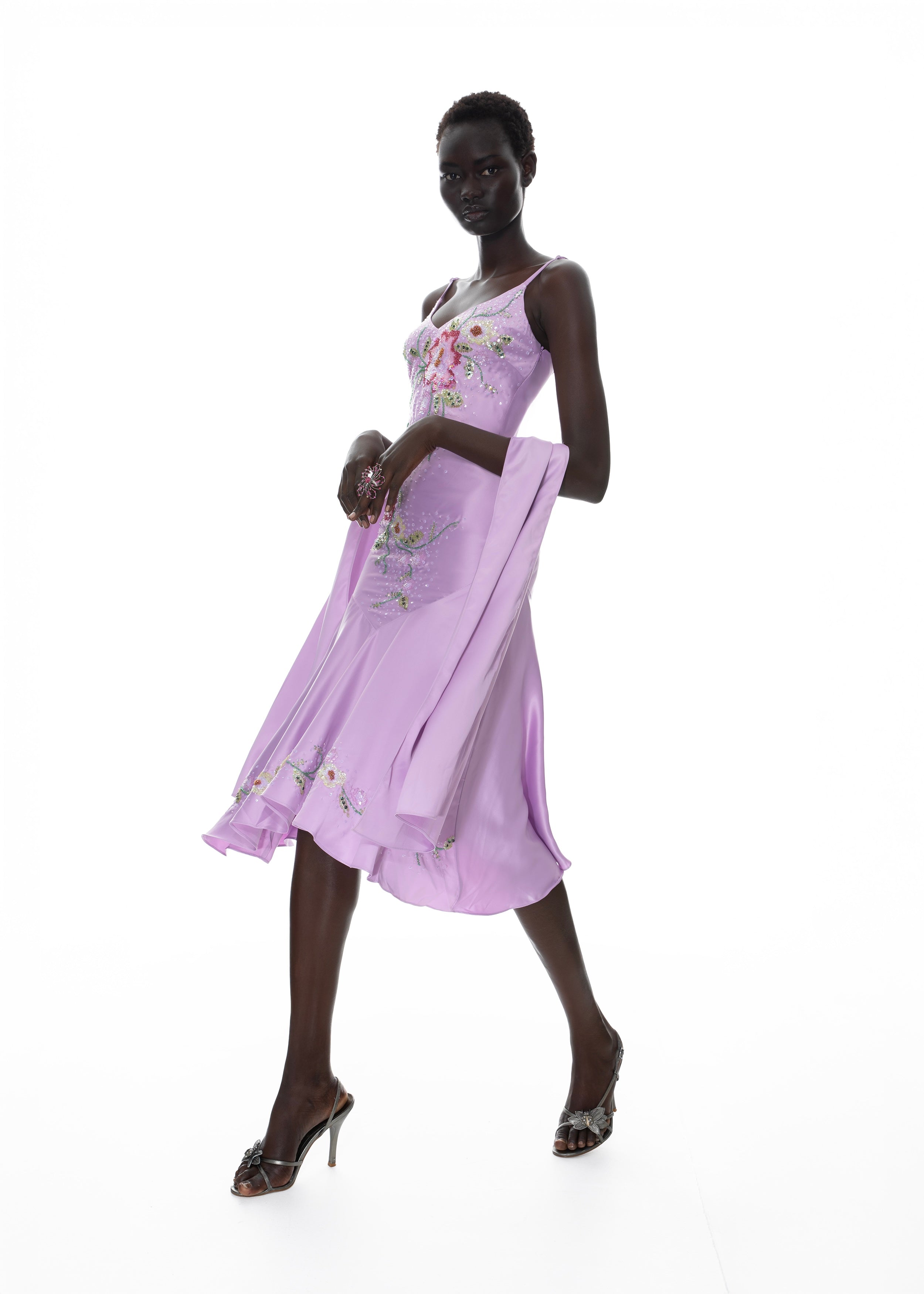 The Satin Moonelle - Hand-Beaded Evening Gown