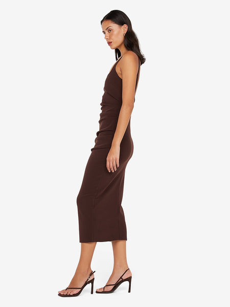 KARINA TUCK MIDI DRESS - DARK CHOCOLATE - 2