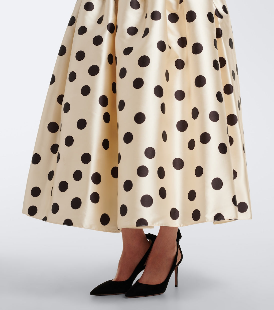 Leyla polka-dot satin bustier gown