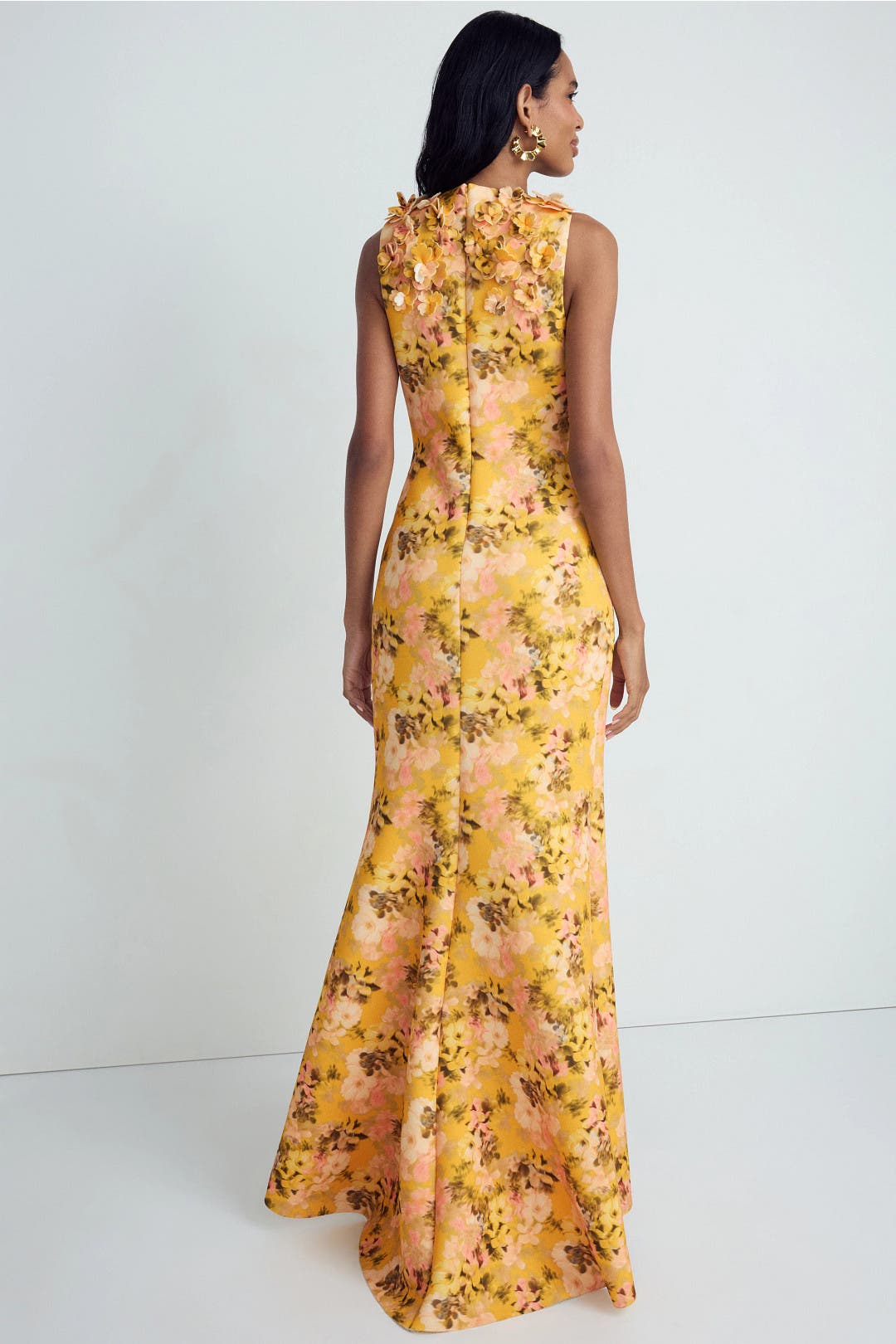 Floral Print Scuba Trumpet Gown