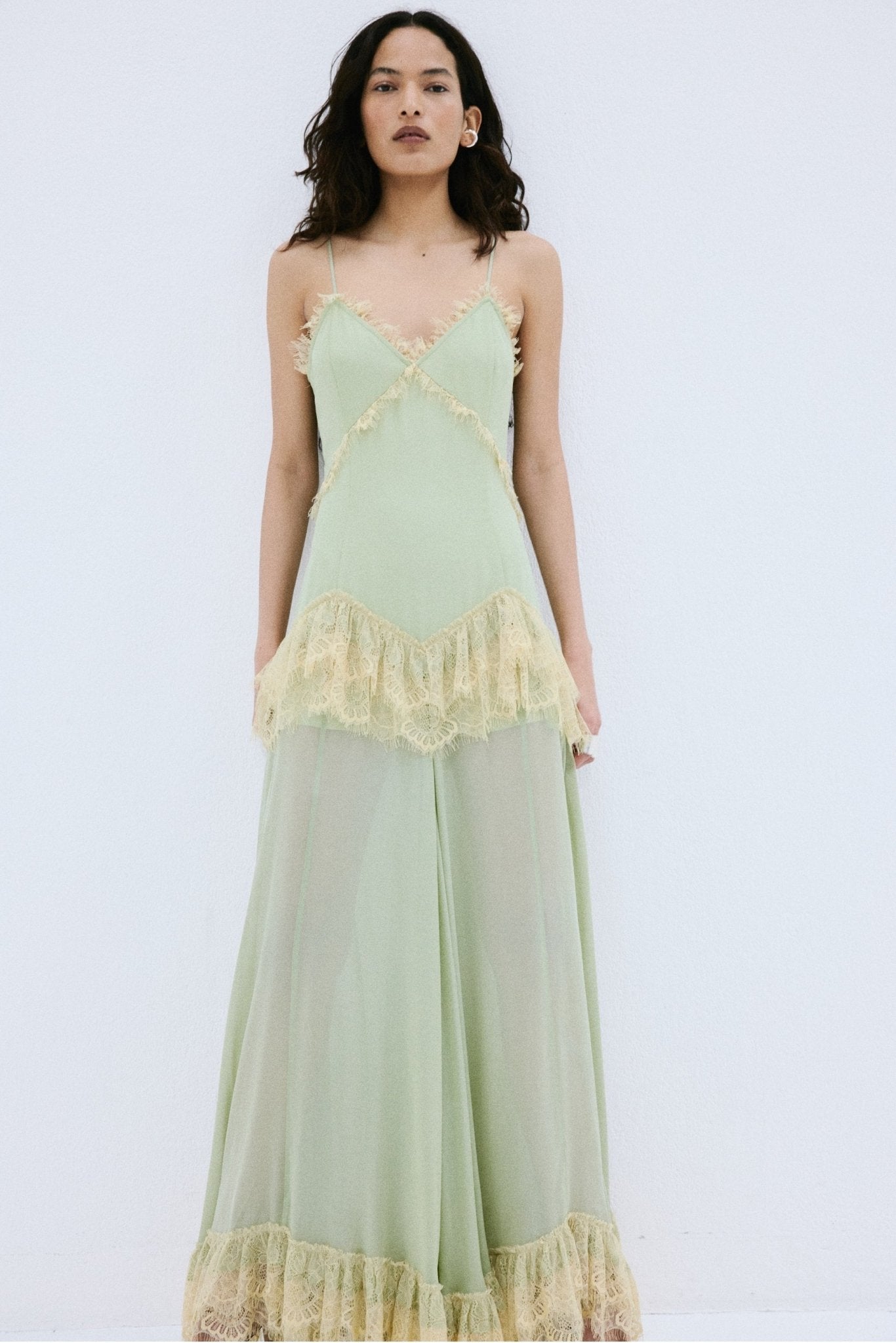 ESTELA MAXI DRESS IN MINT GREEN VISCOSE GEORGETTE