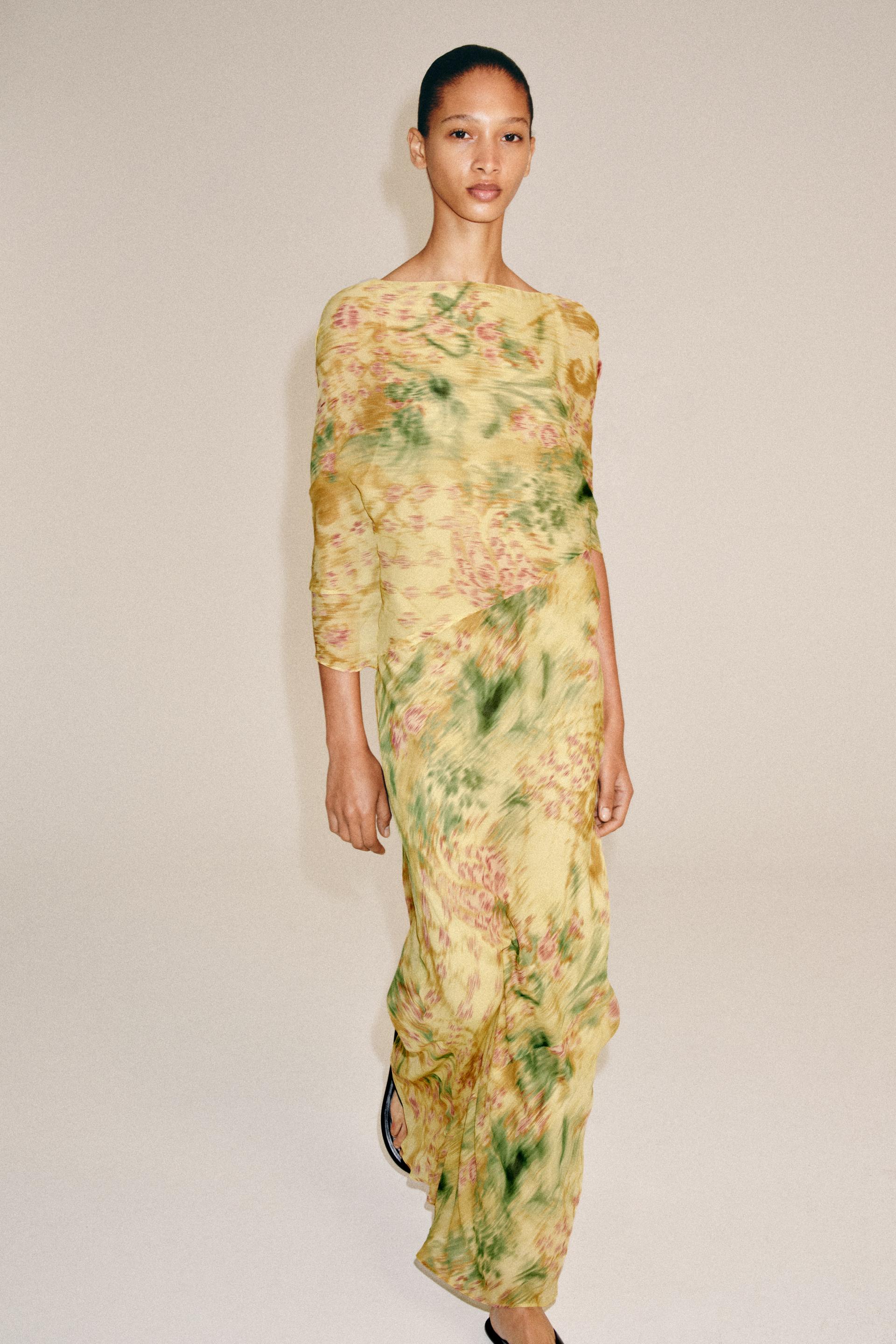 PRINTED BOW DRESS - Multicolored