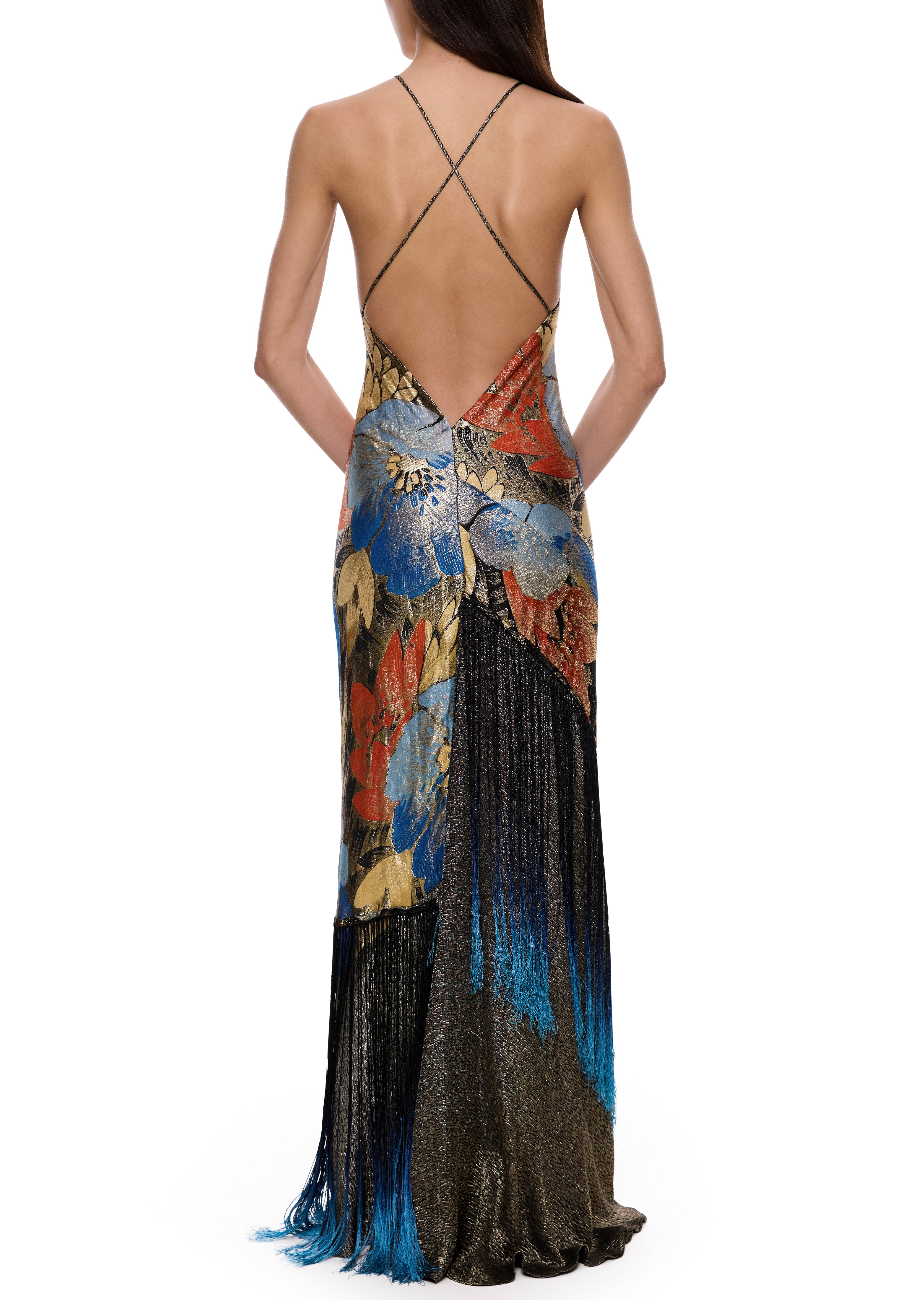 1930s Floral Lamé Gown