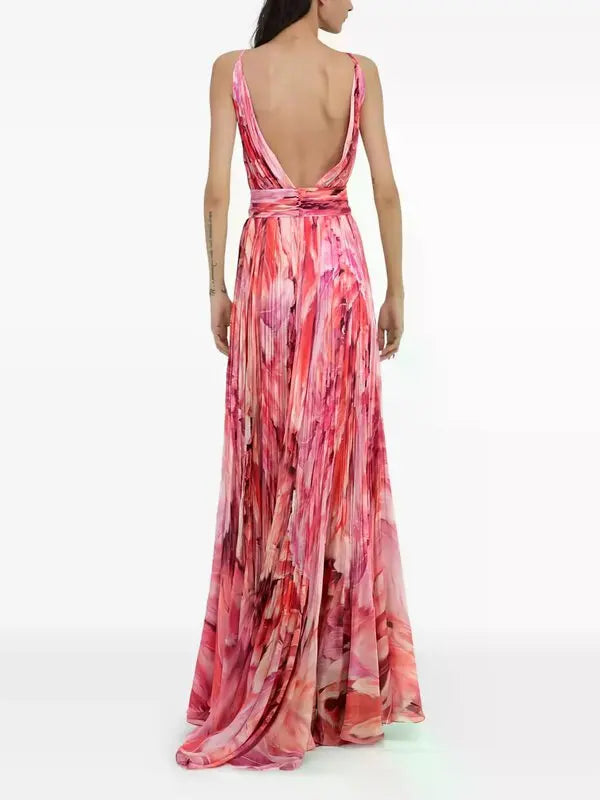 Printed Maxi Dress - Pink