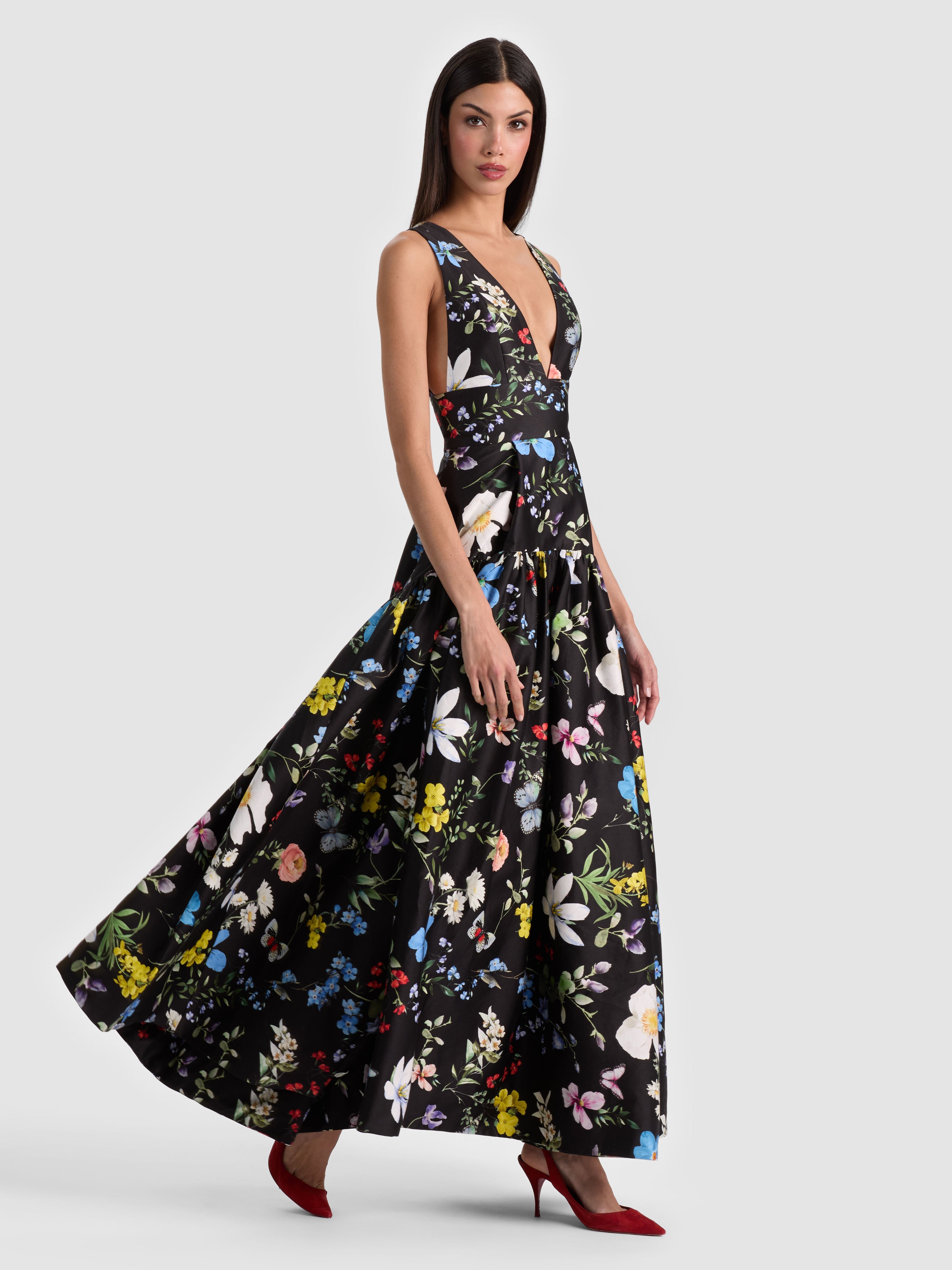 LILA STRUCTURED BALLGOWN - TWISTING VINES BLACK
