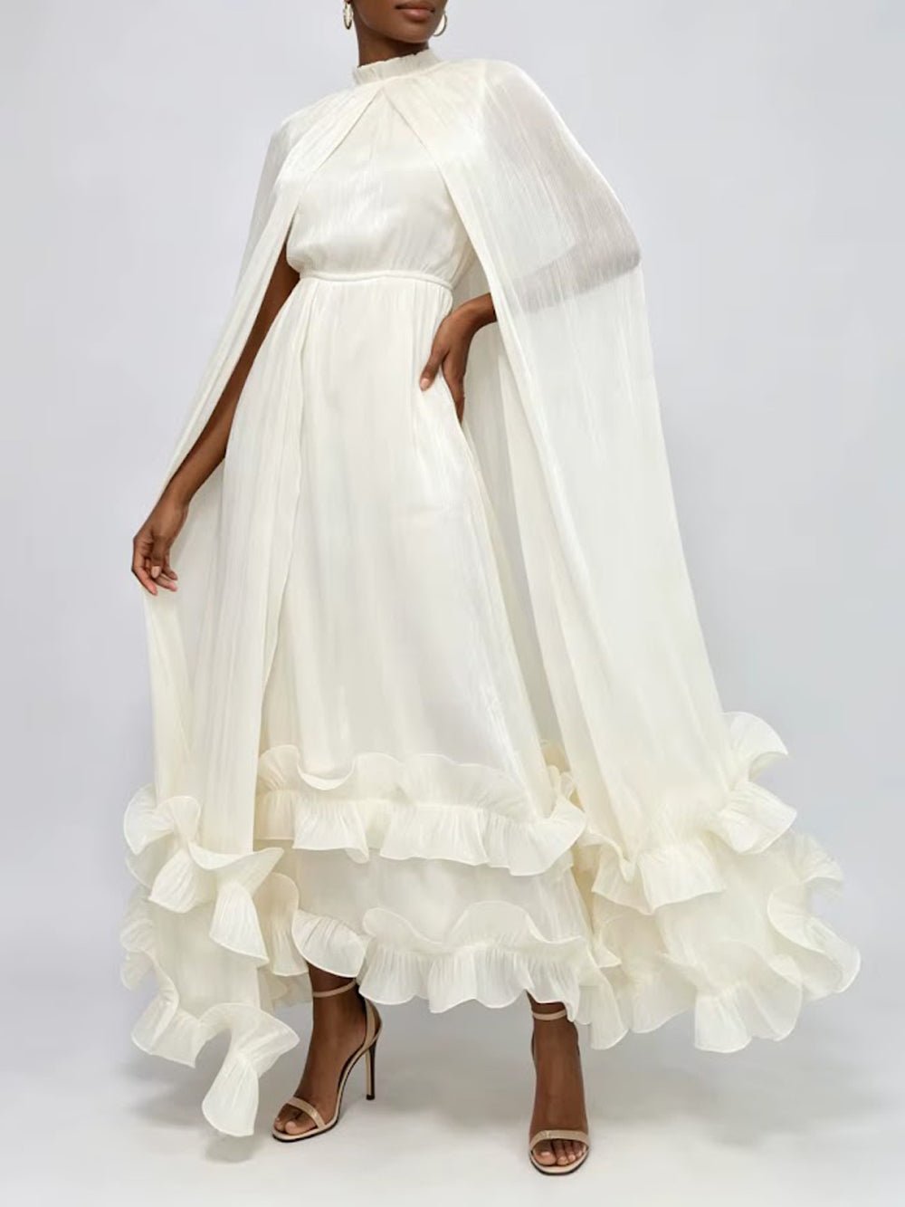 Arabella Ruffle Cape Gown