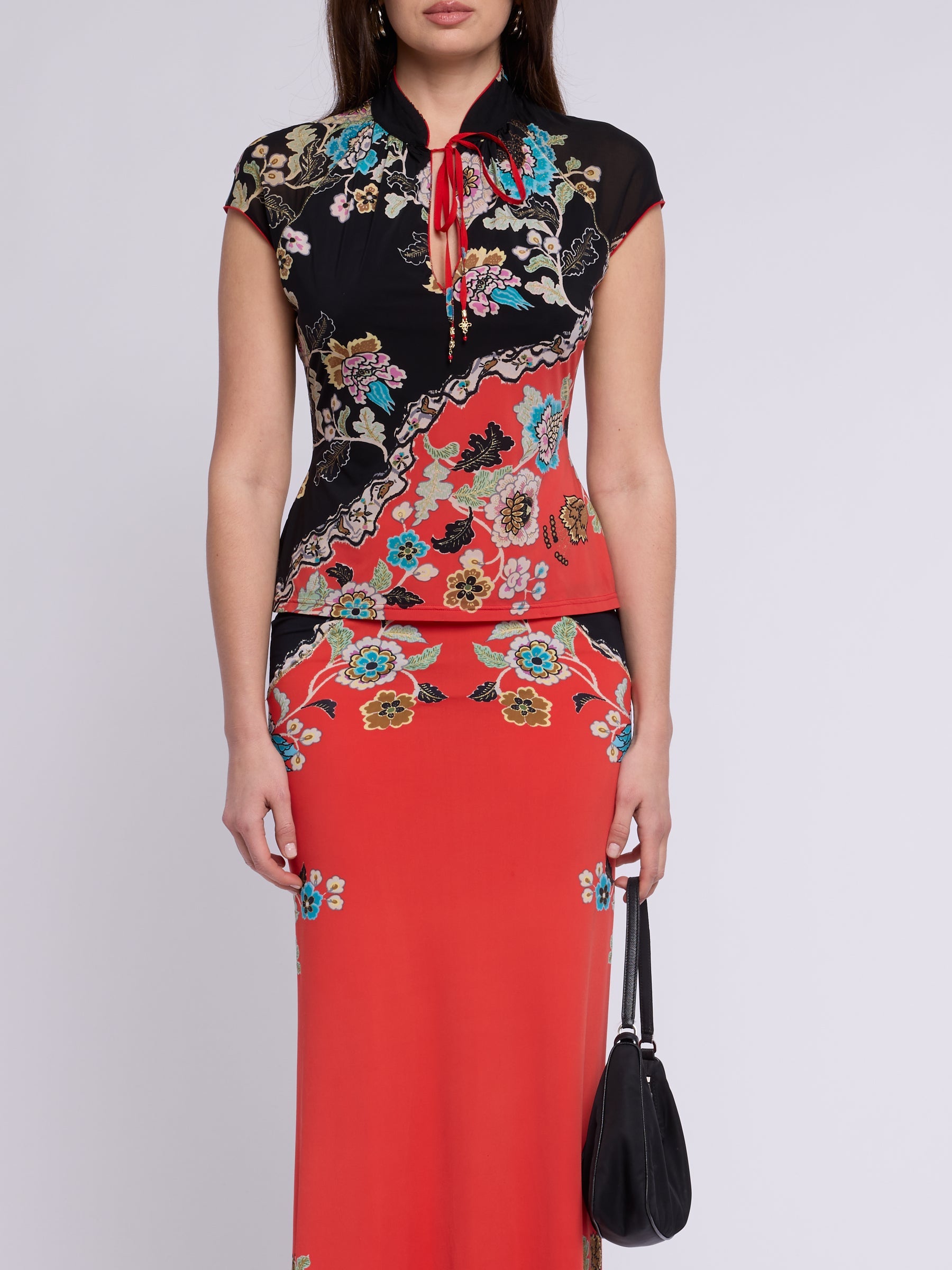 Roberto Cavalli SS 2003 Chinoiserie Cheongsam Set - Red / 4