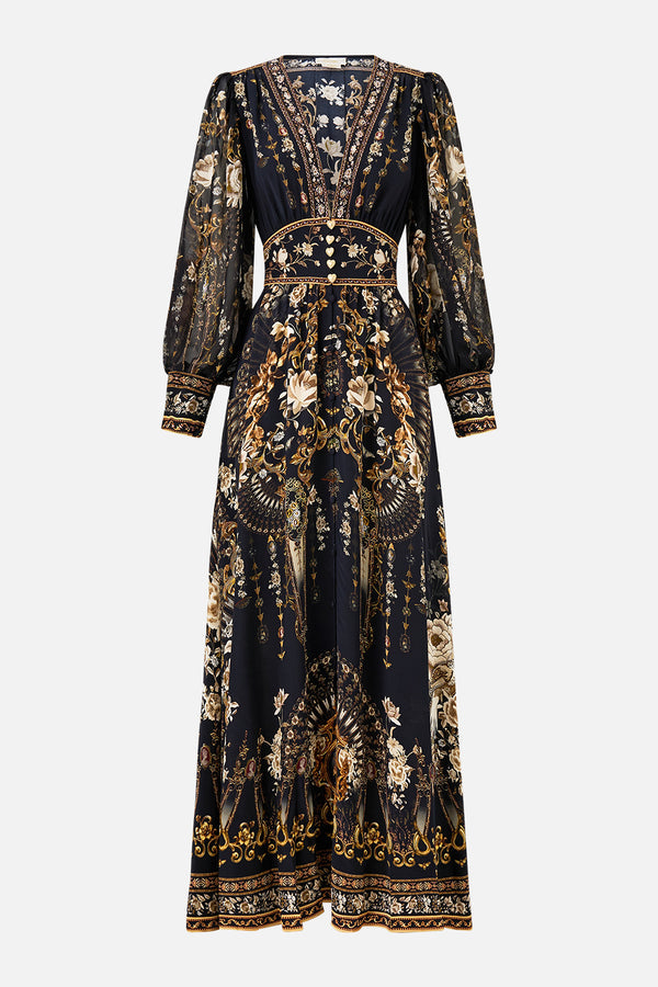 SHAPED WAISTBAND DRESS WITH GATHERED SLEEVES FLAMENCO FOLKLORE