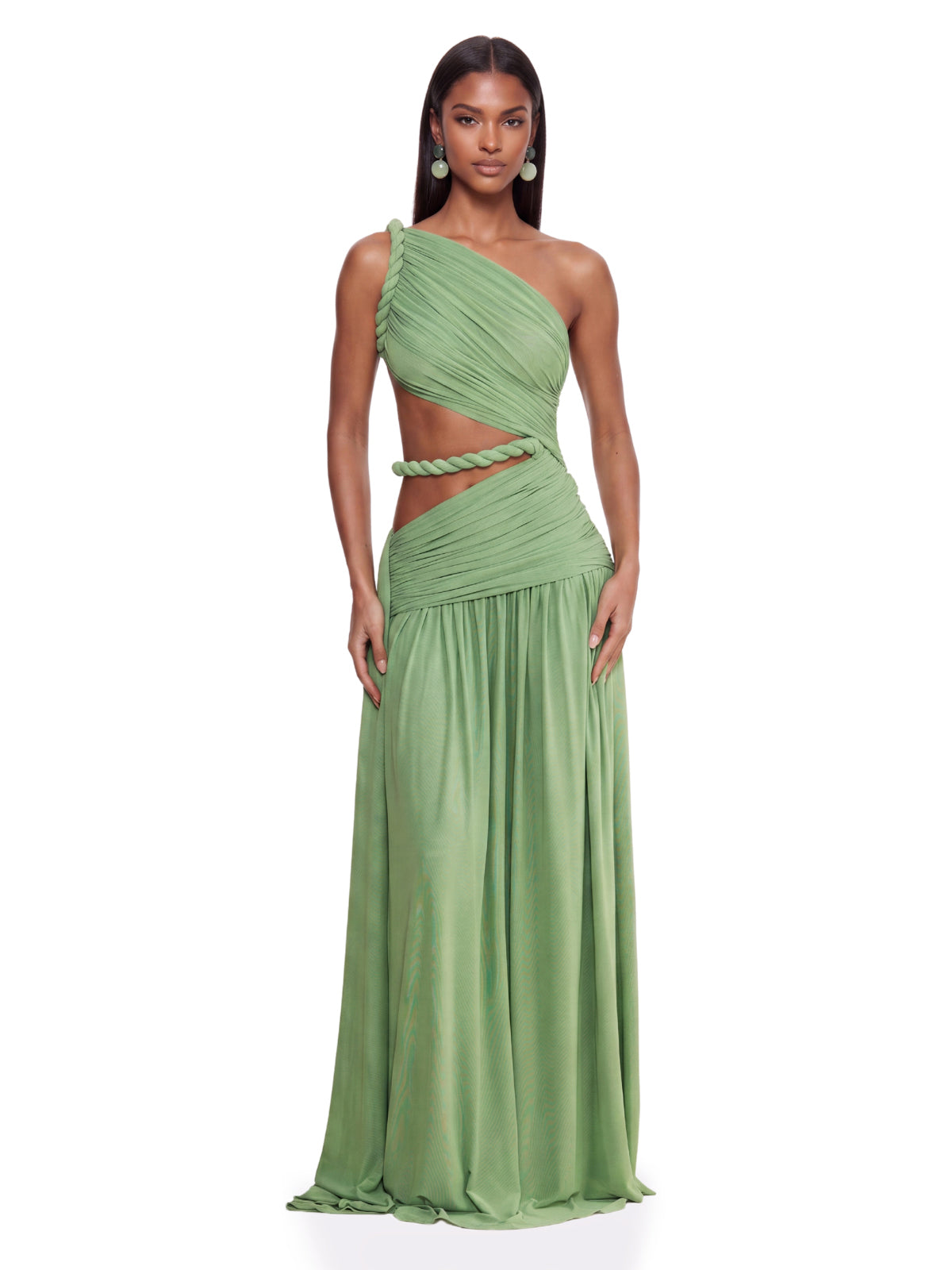 S Givora One Shoulder Cutout Maxi Dress In Mint