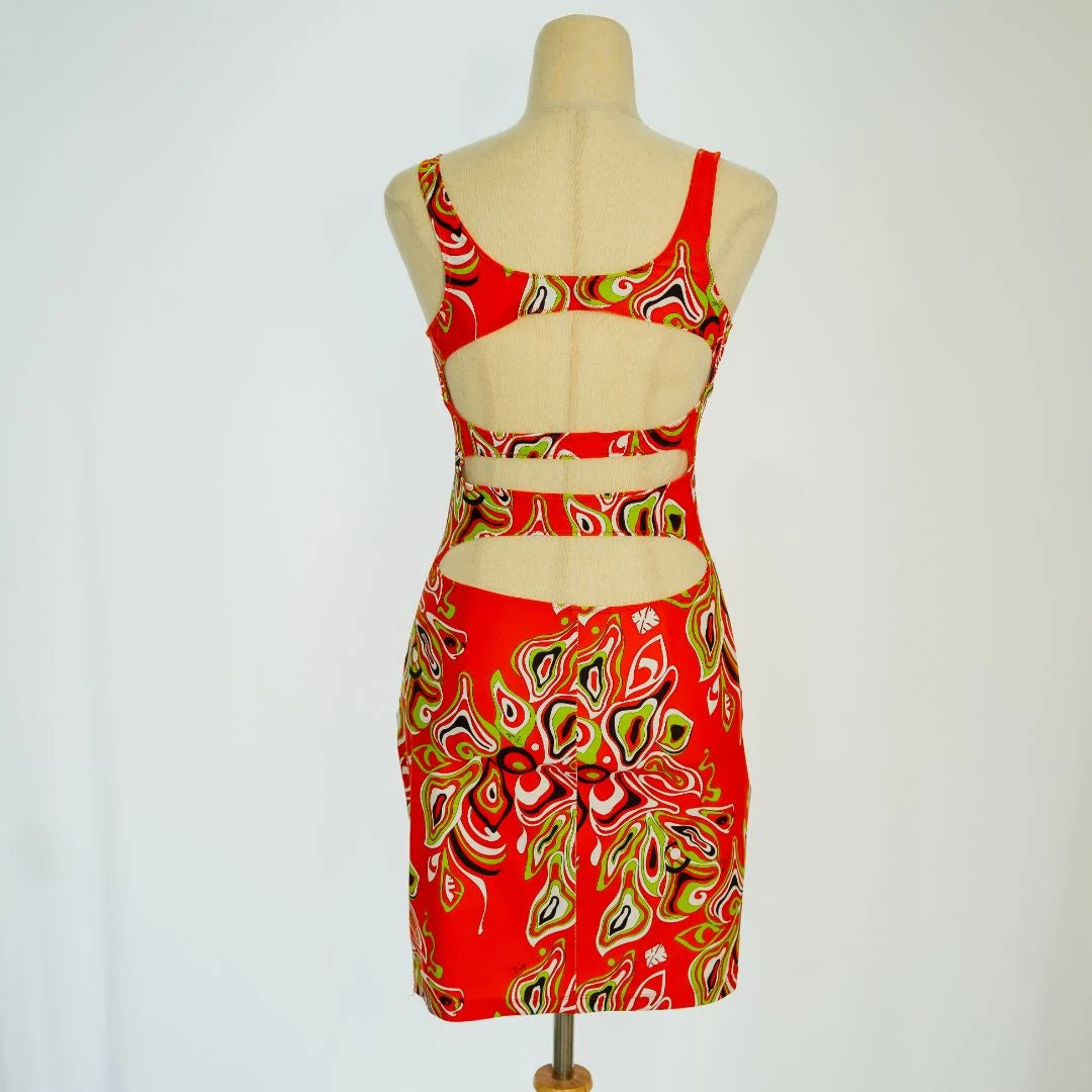 Emilio Pucci red/yellow printed mini dress