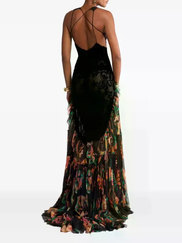 Floral Print Dress - Black