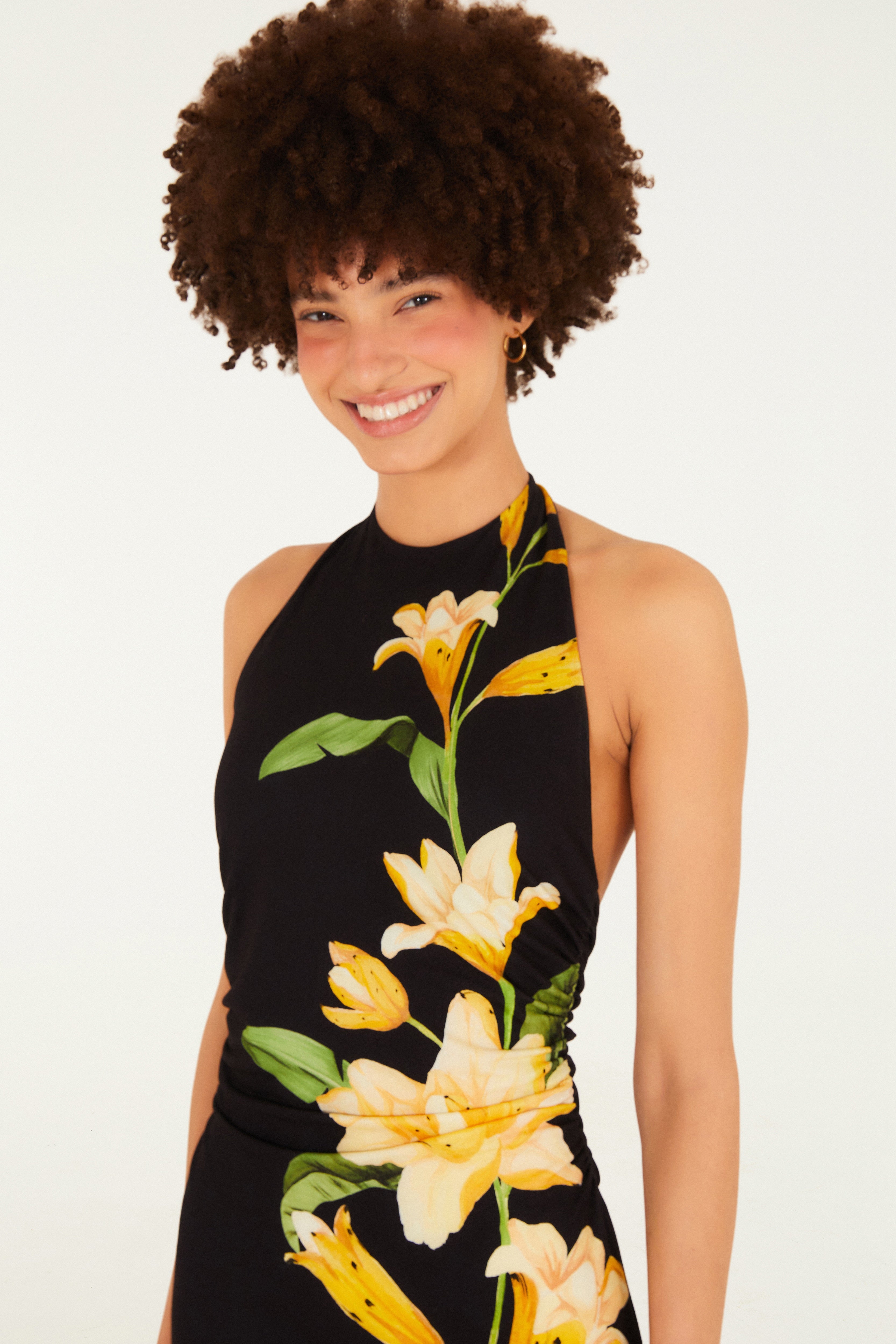 Vestido Frente Única Estampado Flor Nana