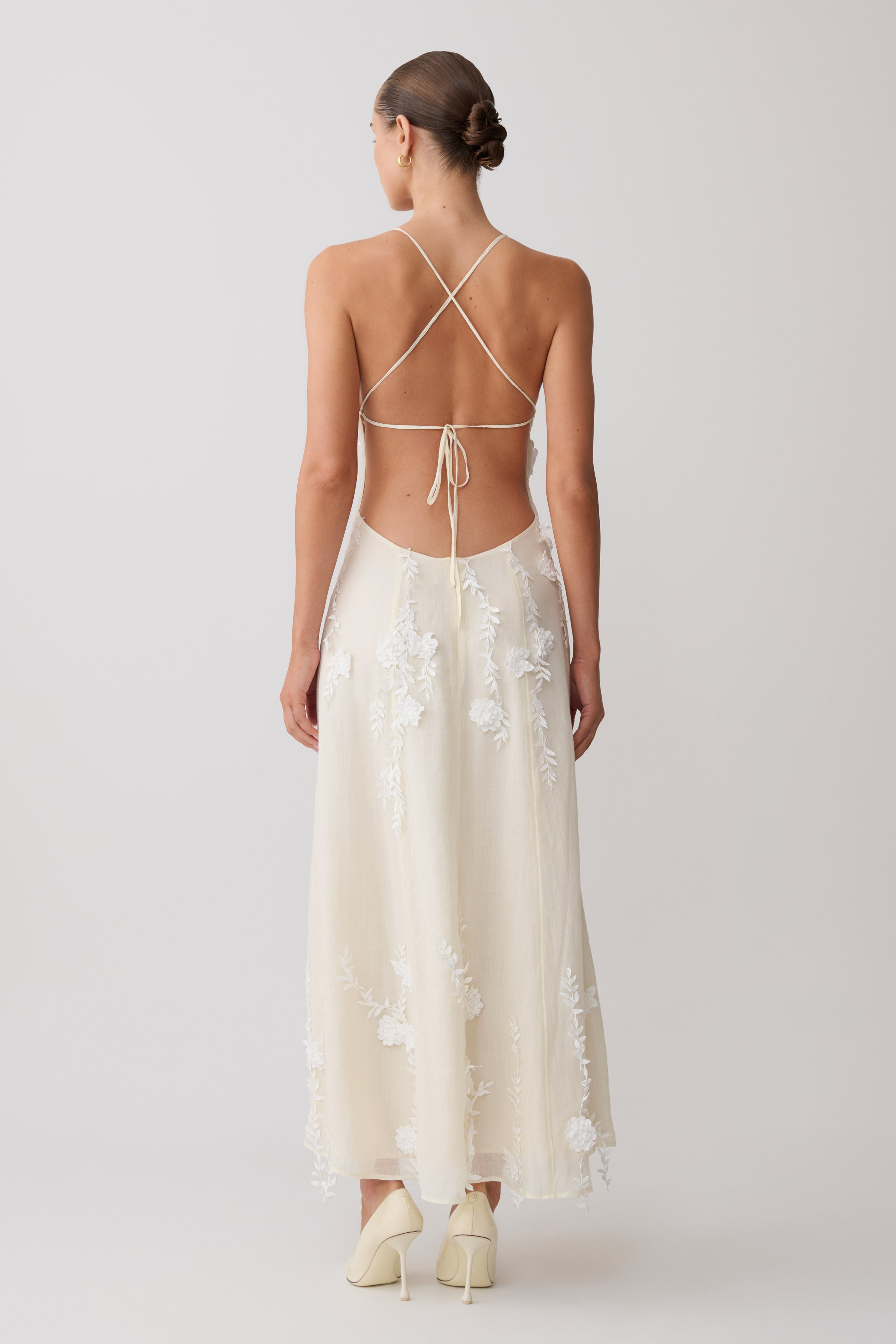 Odette Floral Lace Midi Dress - Buttermilk