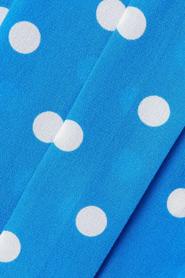 Pintucked Embellished Polka-dot Silk Crepe De Chine Midi Dress